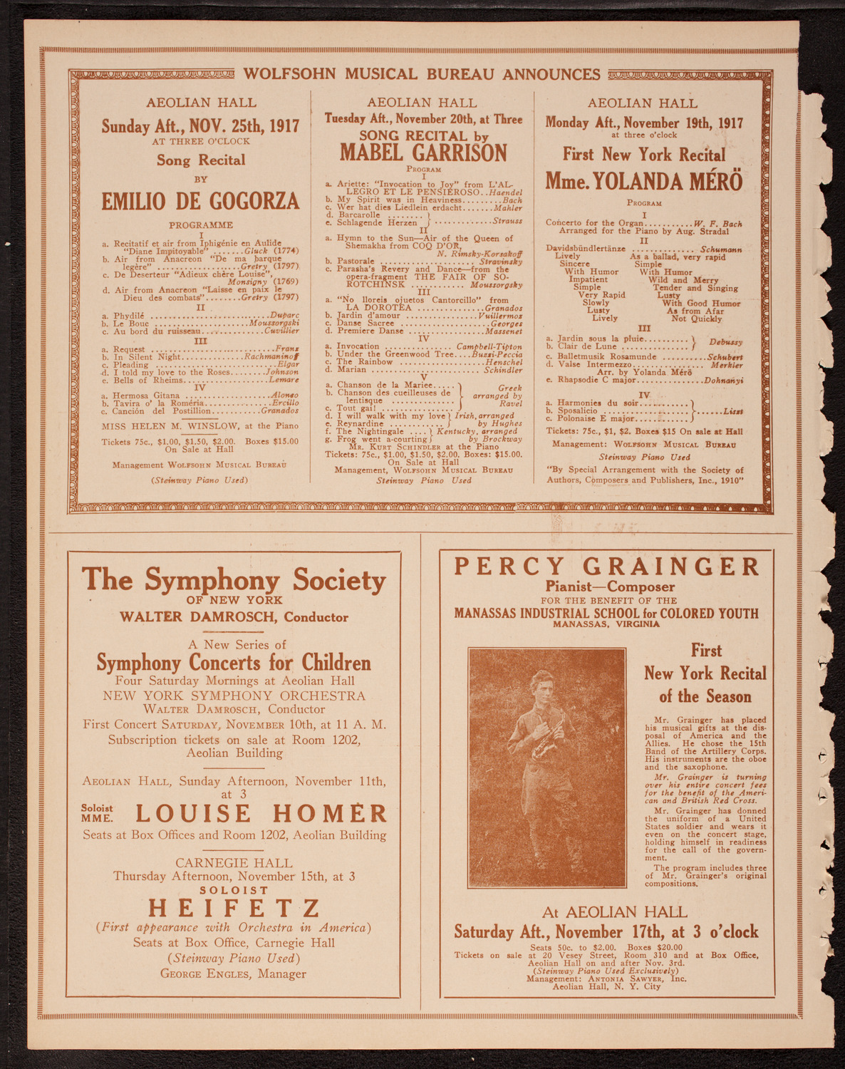 New York Symphony Orchestra, November 10, 1917, program page 8