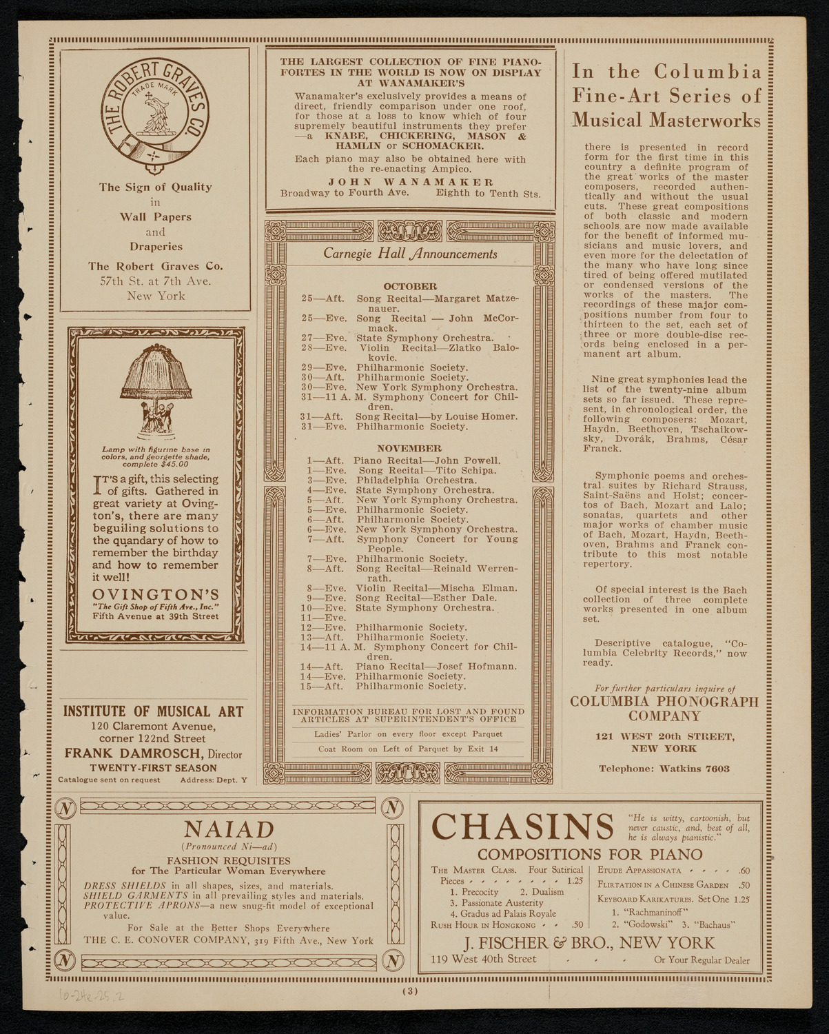 State Symphony Orchestra of New York, October 24, 1925, program page 3