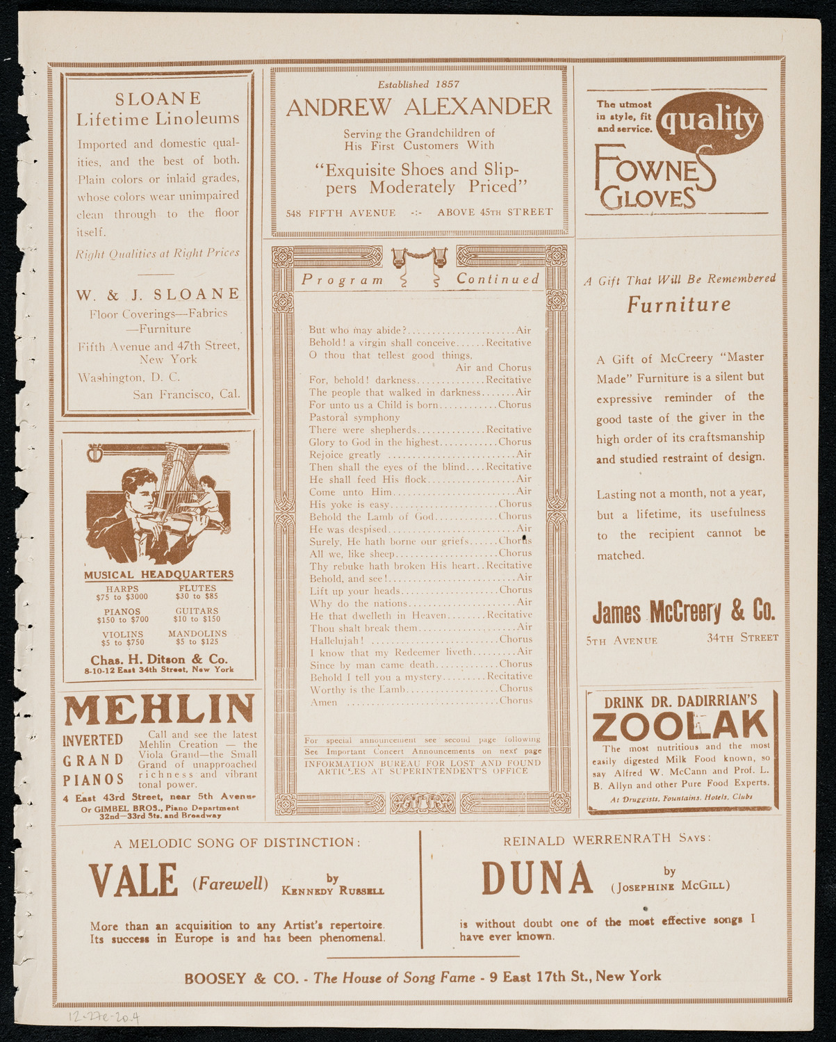Oratorio Society of New York, December 27, 1920, program page 7