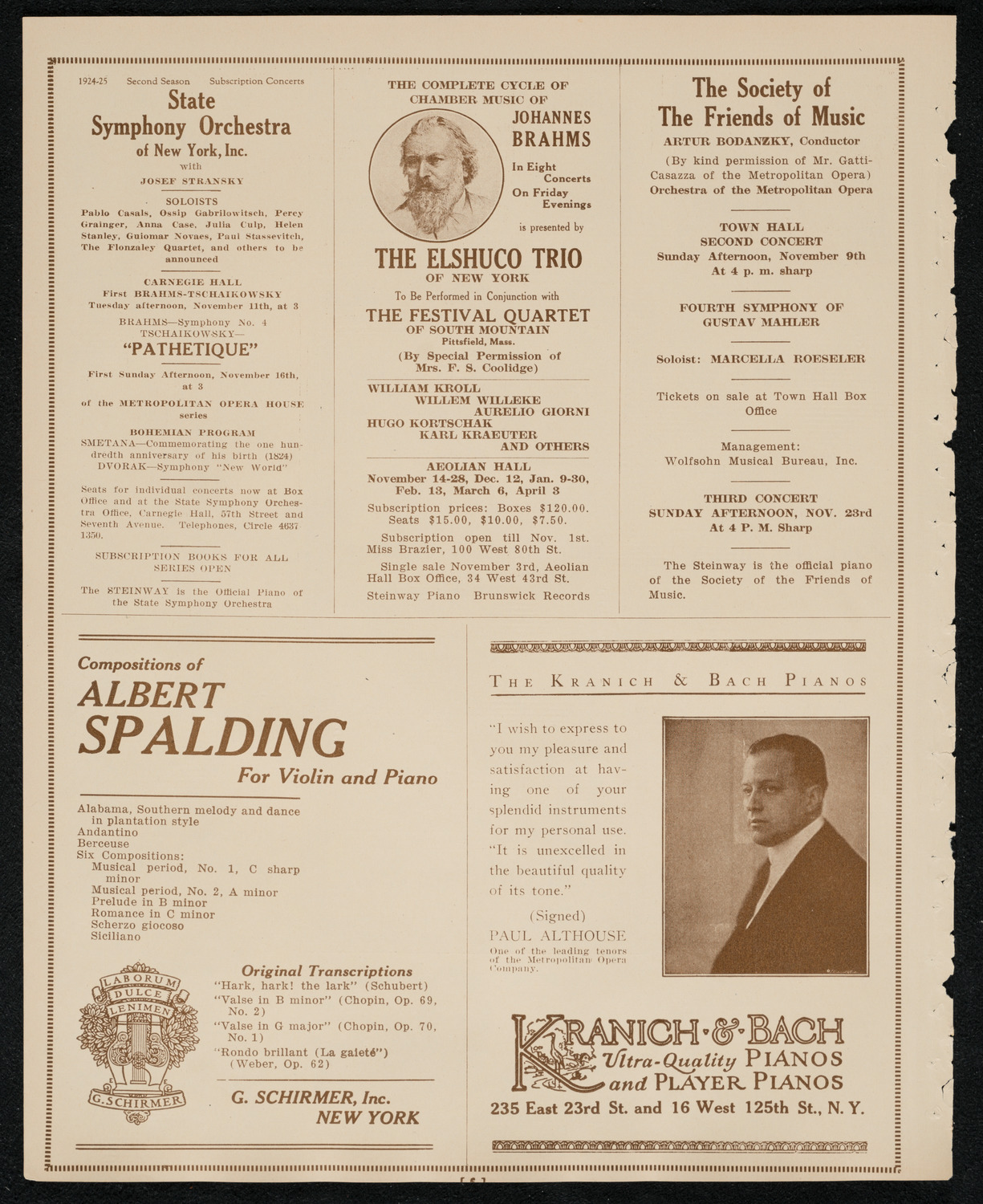 State Symphony Orchestra of New York, November 5, 1924, program page 6