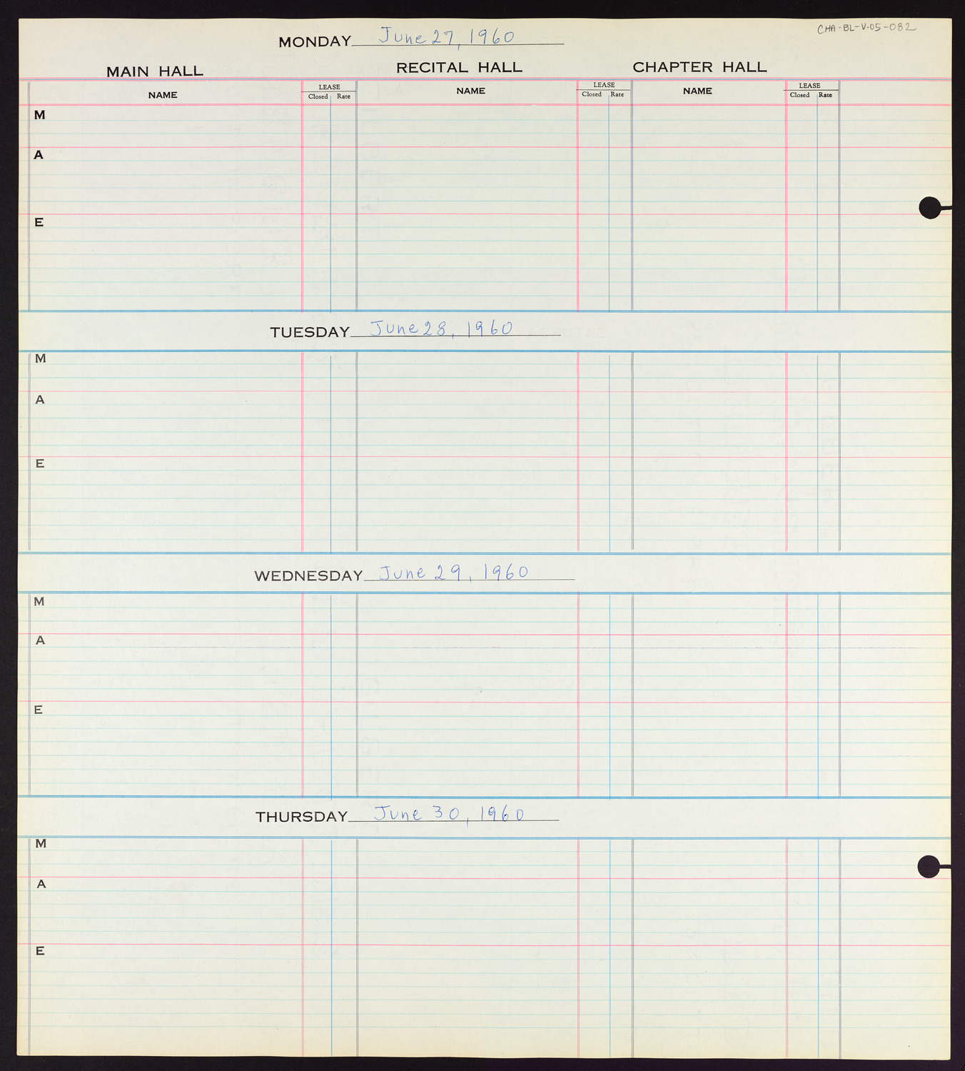 Carnegie Hall Booking Ledger, volume 5, page 82