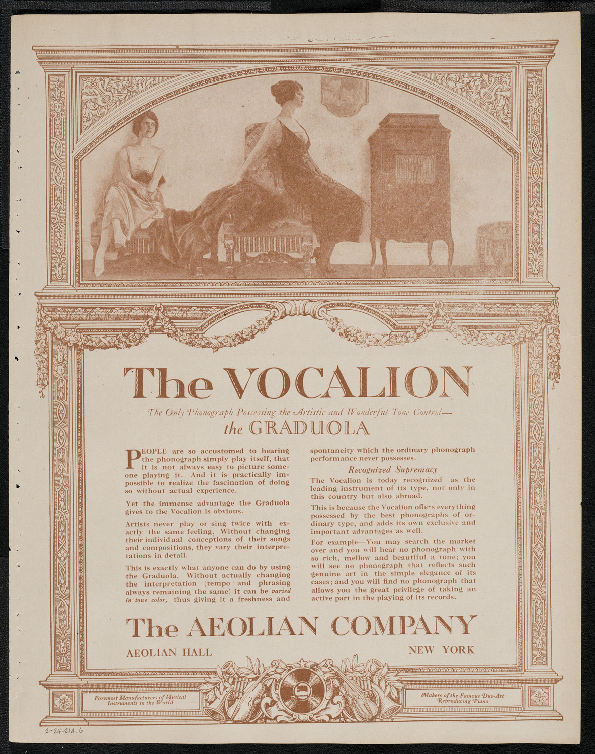 National Symphony Orchestra, February 24, 1921, program page 11