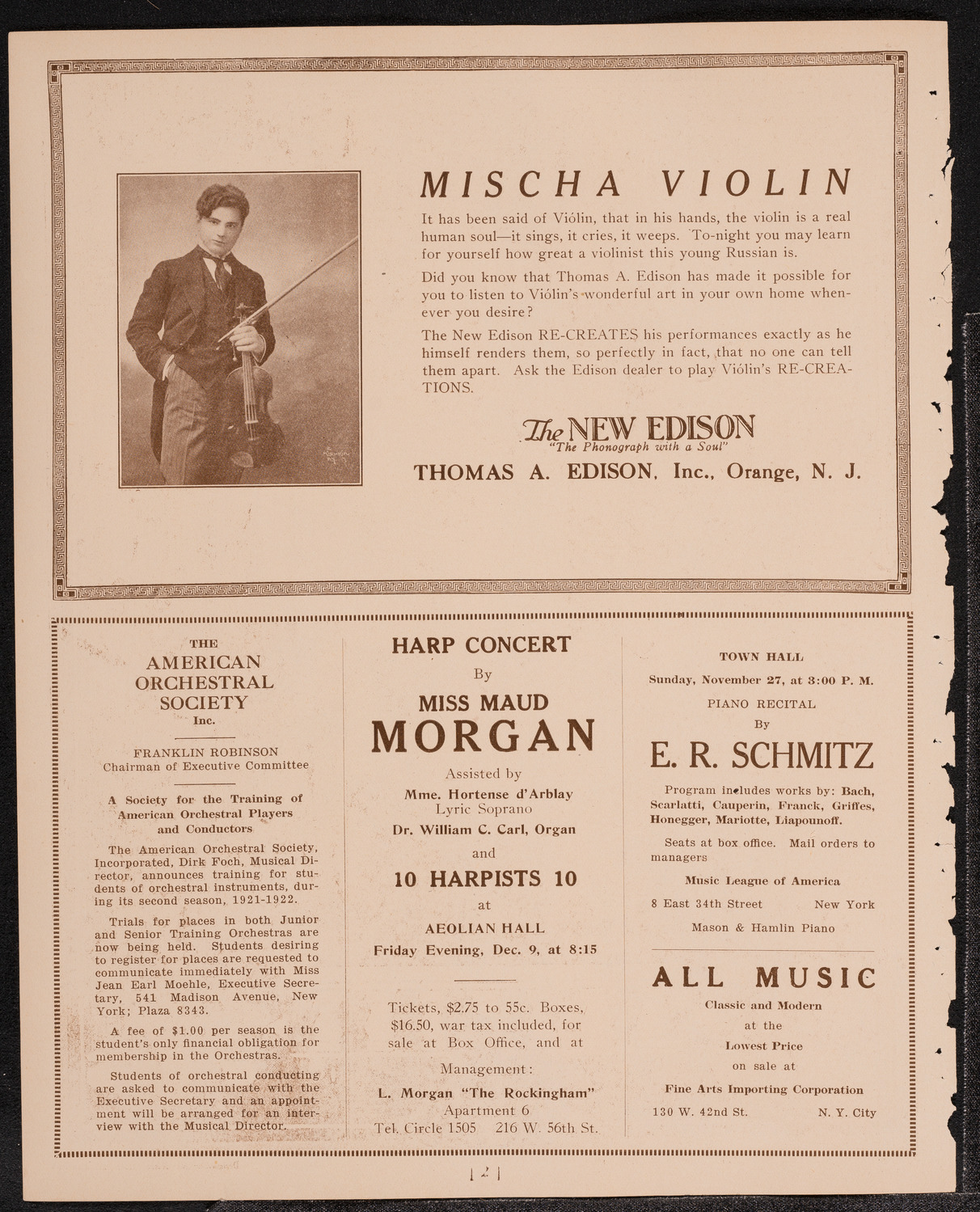 Hulda Lashanska, Soprano, November 26, 1921, program page 2