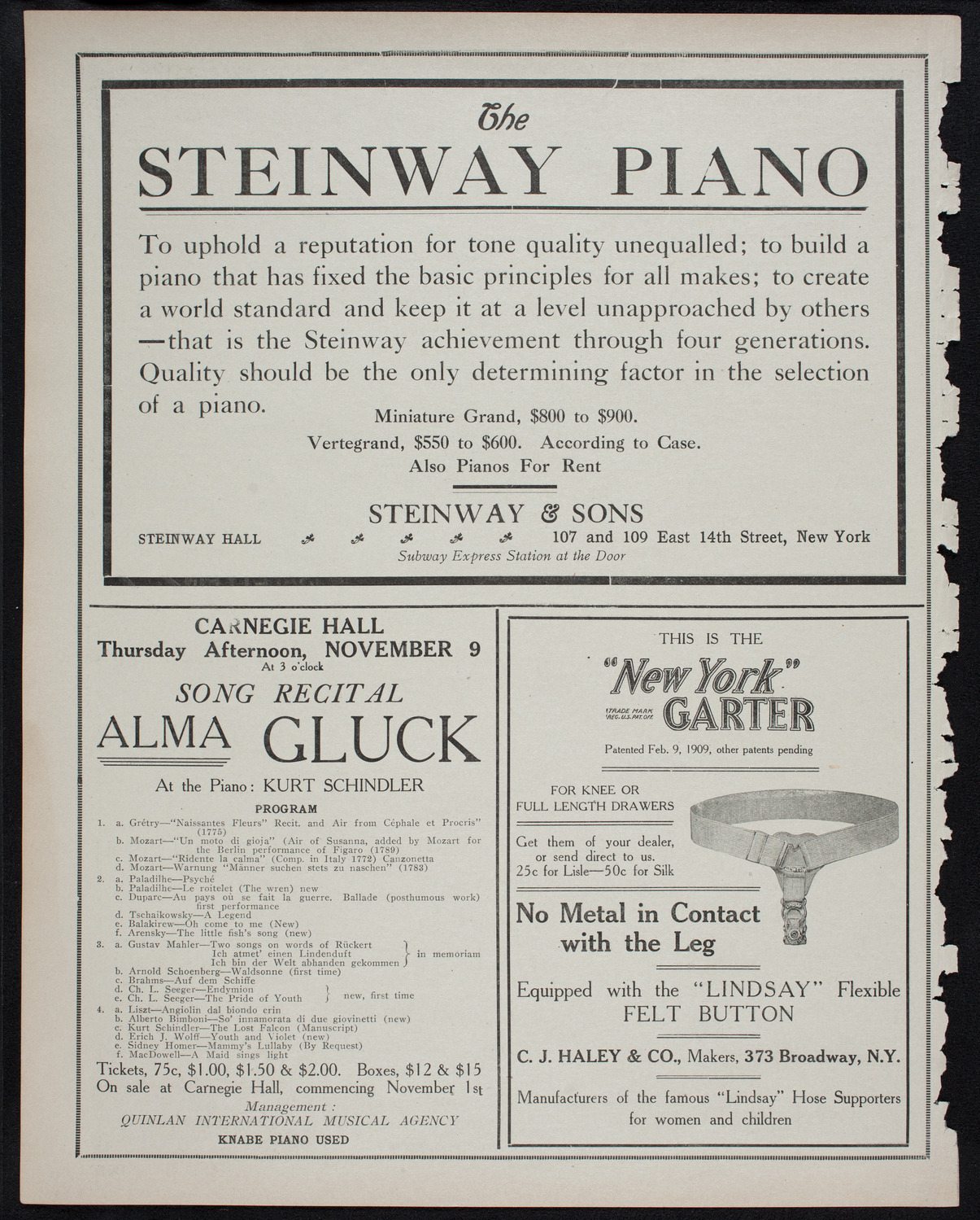 New York Philharmonic, November 3, 1911, program page 4