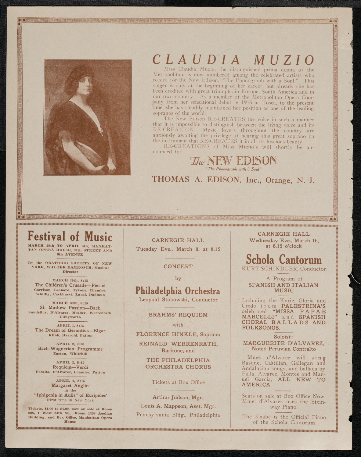 Erica Morini, Violin, March 6, 1921, program page 2