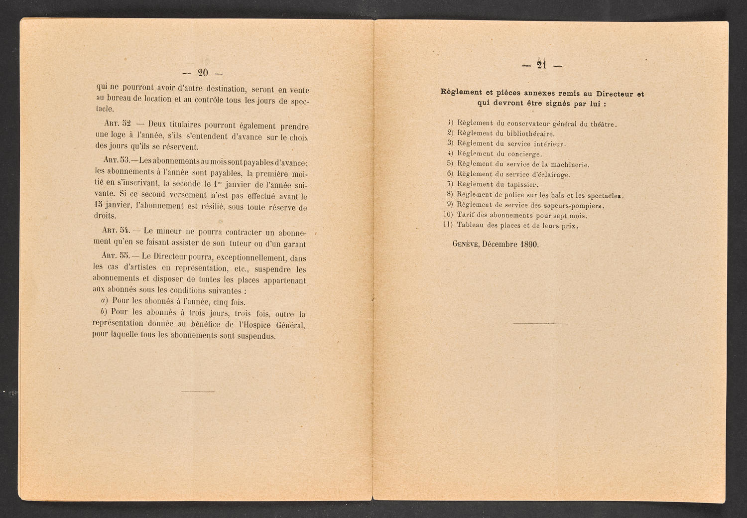 Convention et Cahier de Charges pour l'exploitation du Theatre de Genève (1891-1892), page 11 of 13