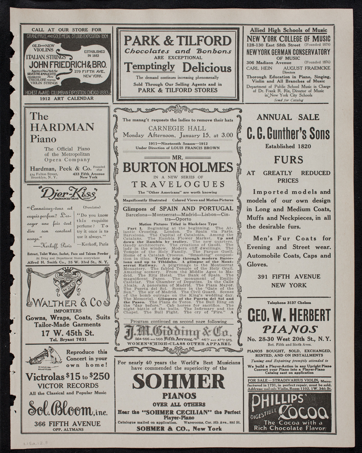 Burton Holmes Travelogue: Spain and Portugal, January 15, 1912, program page 5