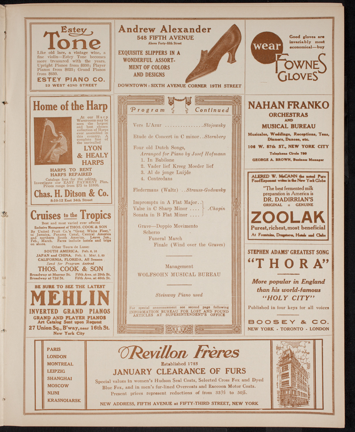 Josef Hofmann, Piano, January 29, 1916, program page 7