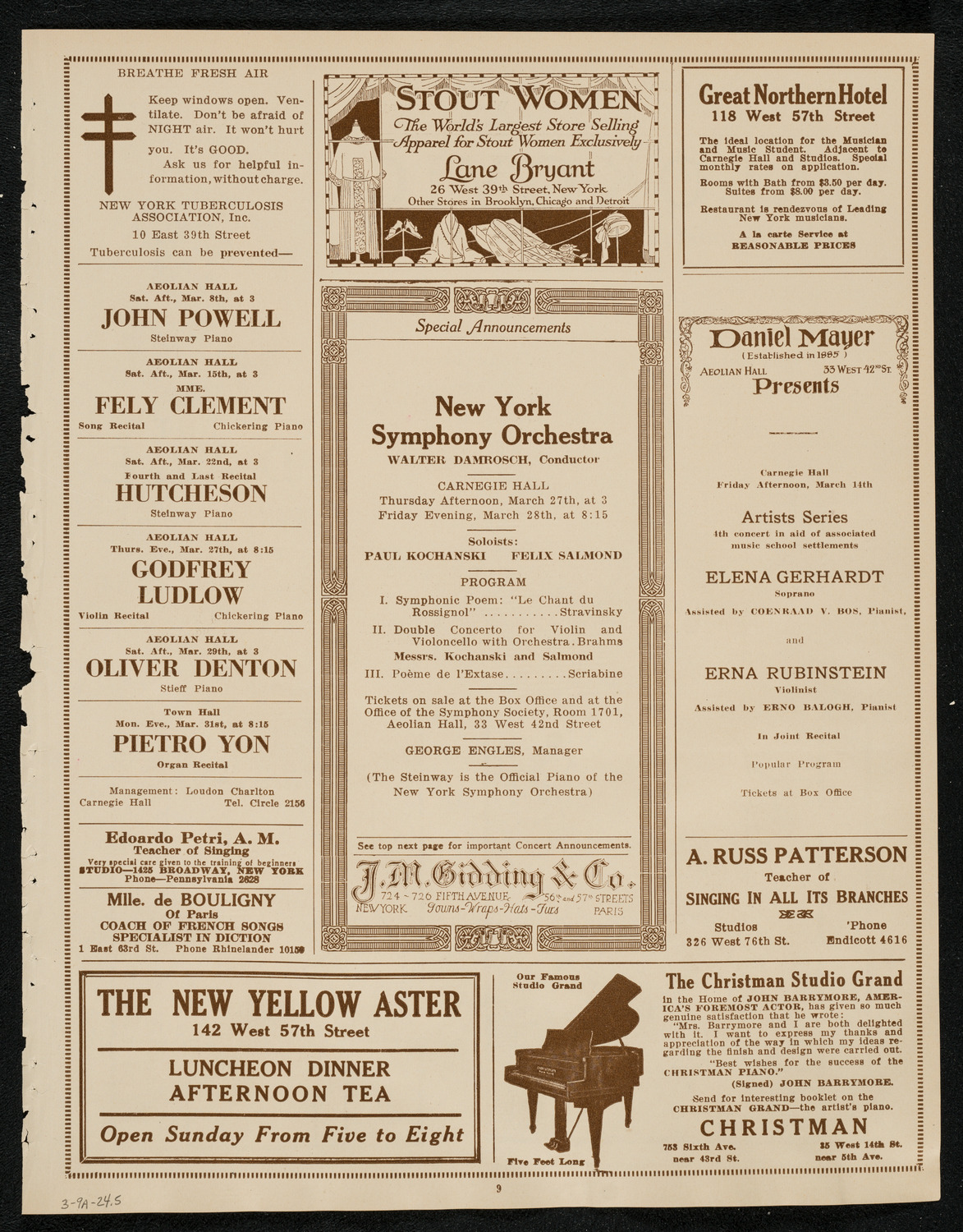 New York Philharmonic, March 9, 1924, program page 9