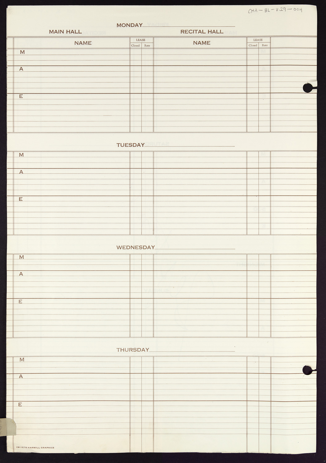 Carnegie Hall Booking Ledger, volume 29, page 4