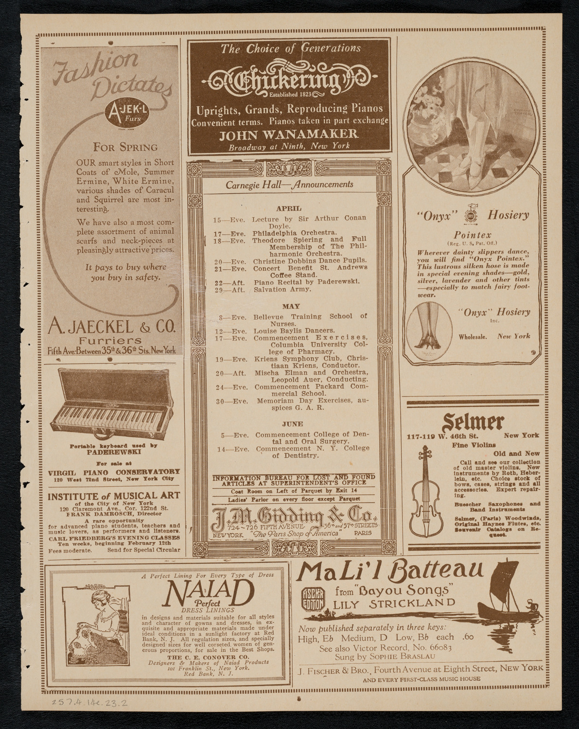 Harvard Glee Club, April 14, 1923, program page 3