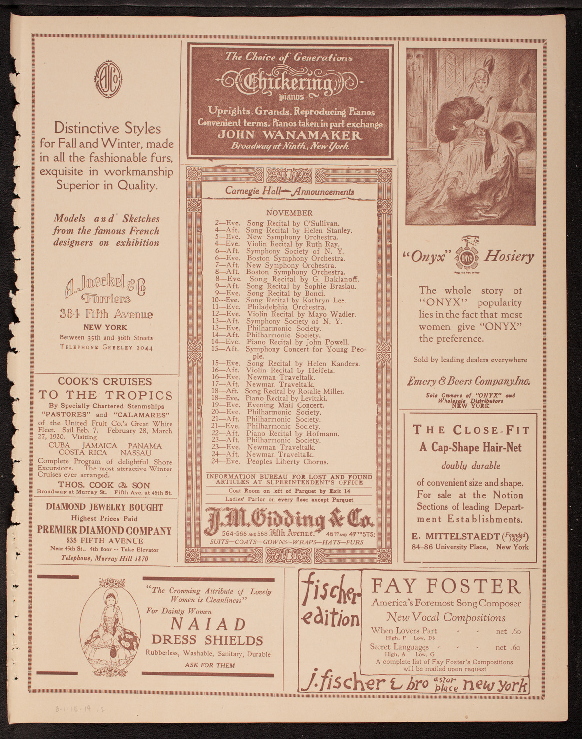 The Famous Palestine Music Ensemble "Zimro", November 1, 1919, program page 3