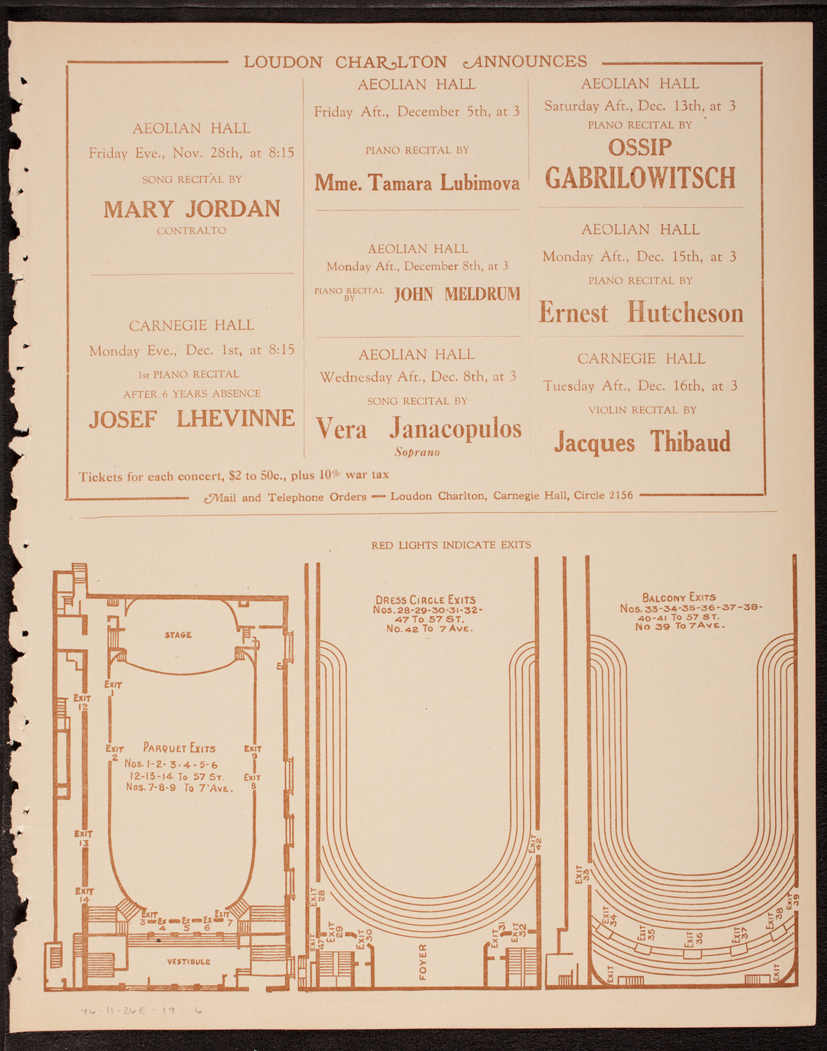 New Symphony Orchestra, November 26, 1919, program page 11