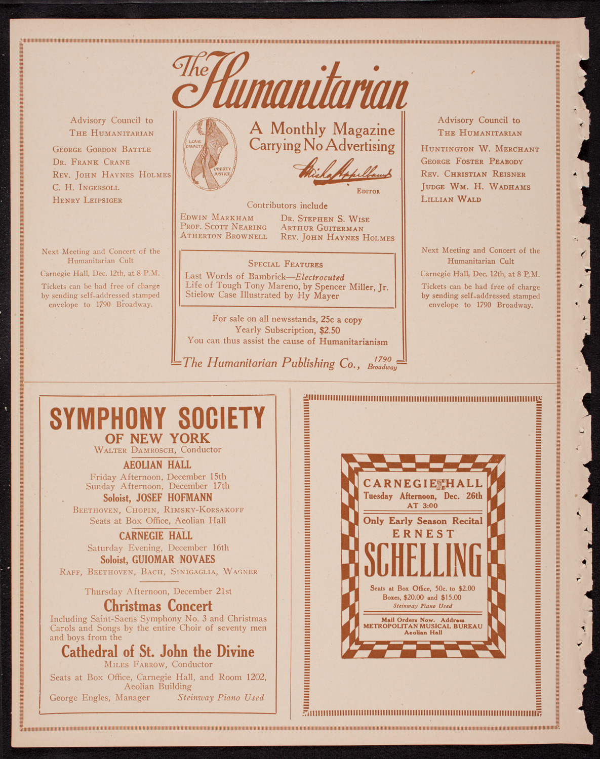 New York Philharmonic, December 9, 1916, program page 8