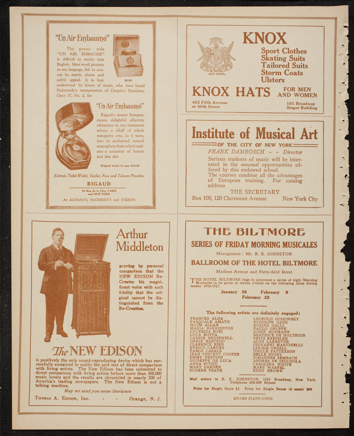 New York Philharmonic, January 26, 1917, program page 2