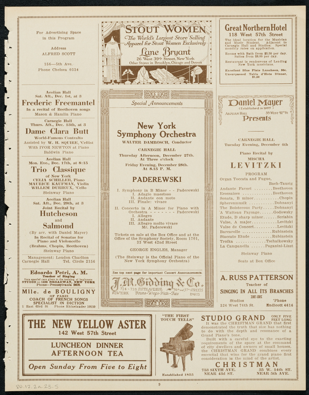 Sergei Rachmaninoff, Piano, December 2, 1923, program page 9