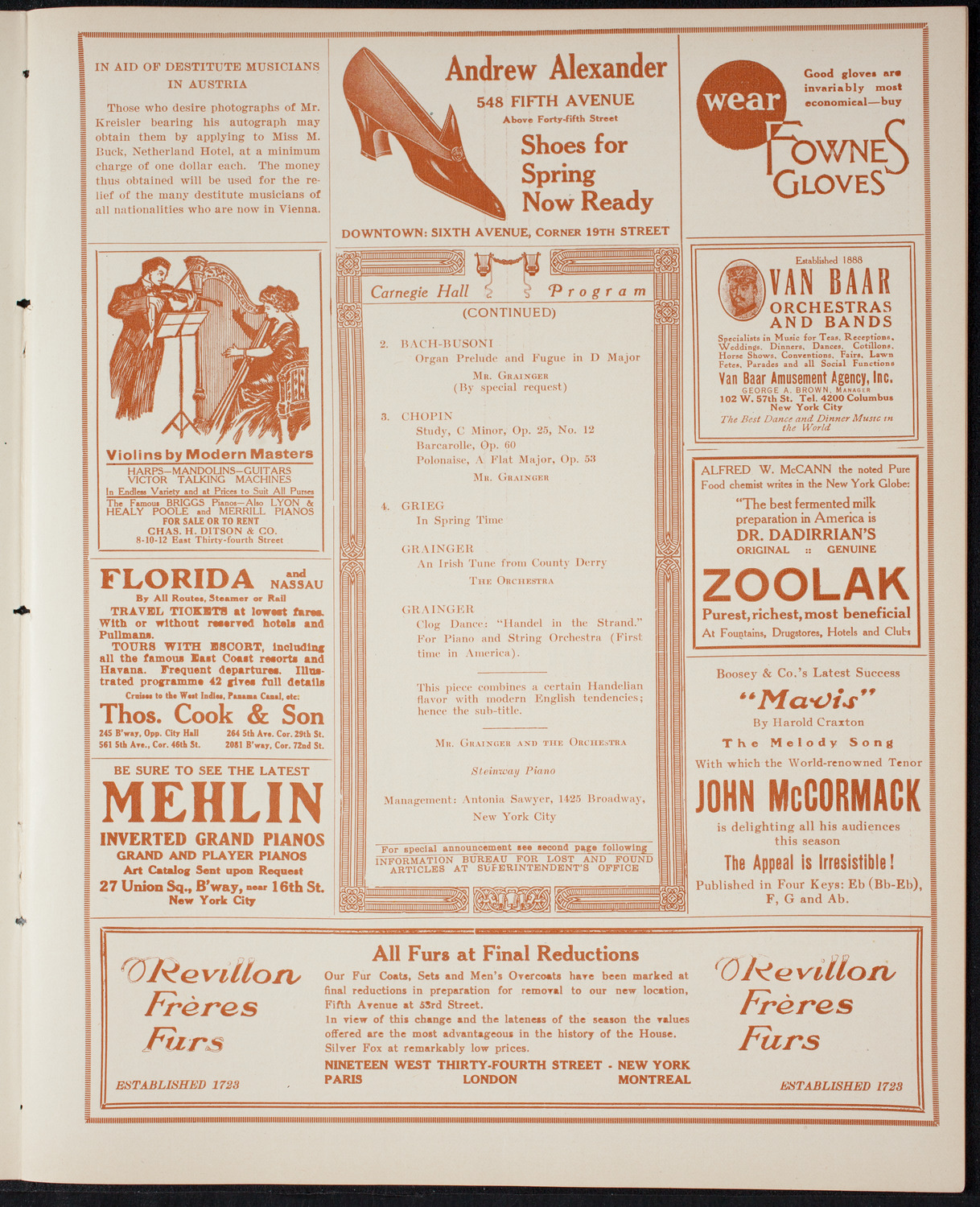 Benefit: Music School Settlement, March 25, 1915, program page 7