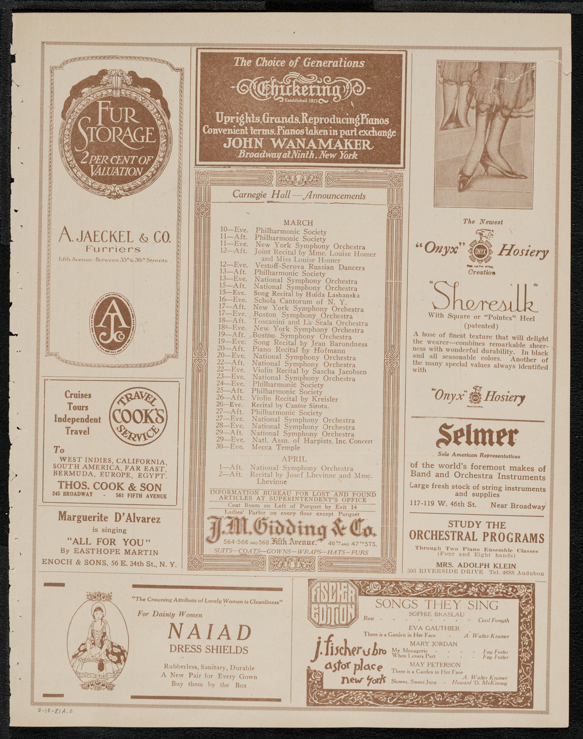 New York Symphony Orchestra, March 10, 1921, program page 3