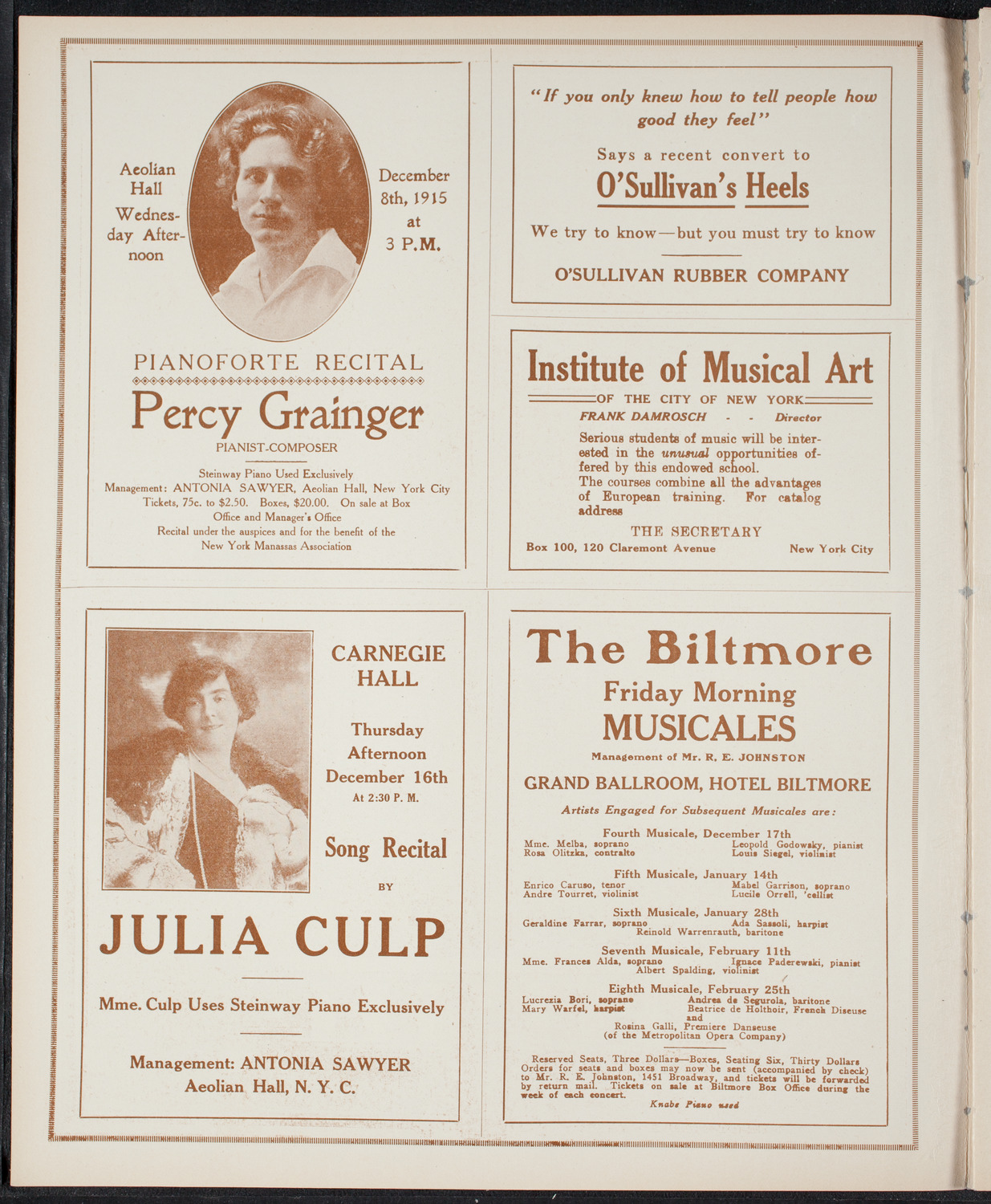 Ignacy Jan Paderewski, Piano, December 7, 1915, program page 2