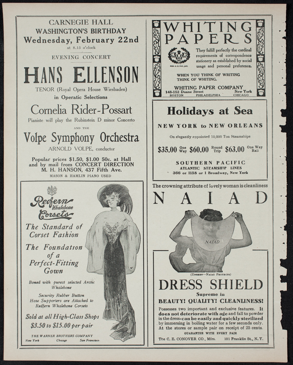 New York Philharmonic, February 17, 1911, program page 2