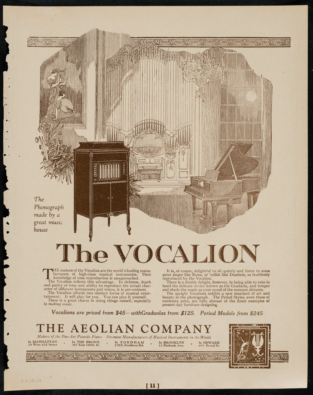 Boston Symphony Orchestra, February 2, 1922, program page 11