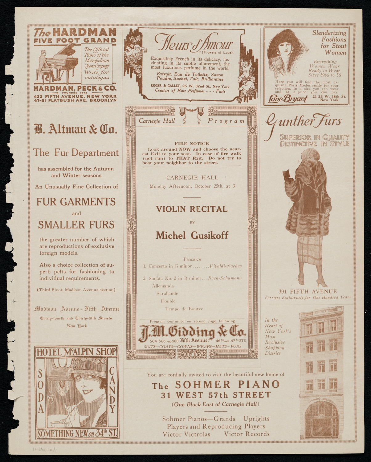 Michel Gusikoff, Violin, October 25, 1920, program page 5
