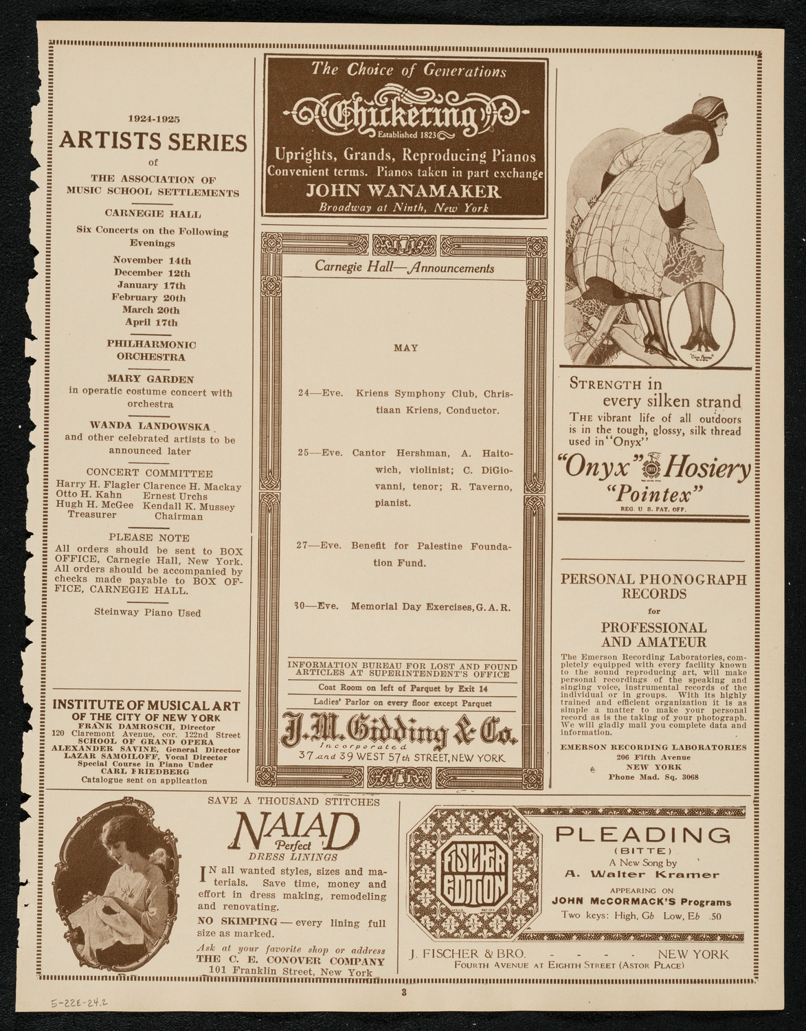 Graduation: College of Pharmacy of the City of New York Columbia University, May 22, 1924, program page 3