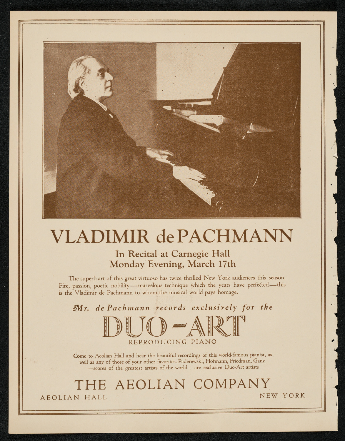 Vladimir de Pachmann, Piano, March 17, 1924, program page 2