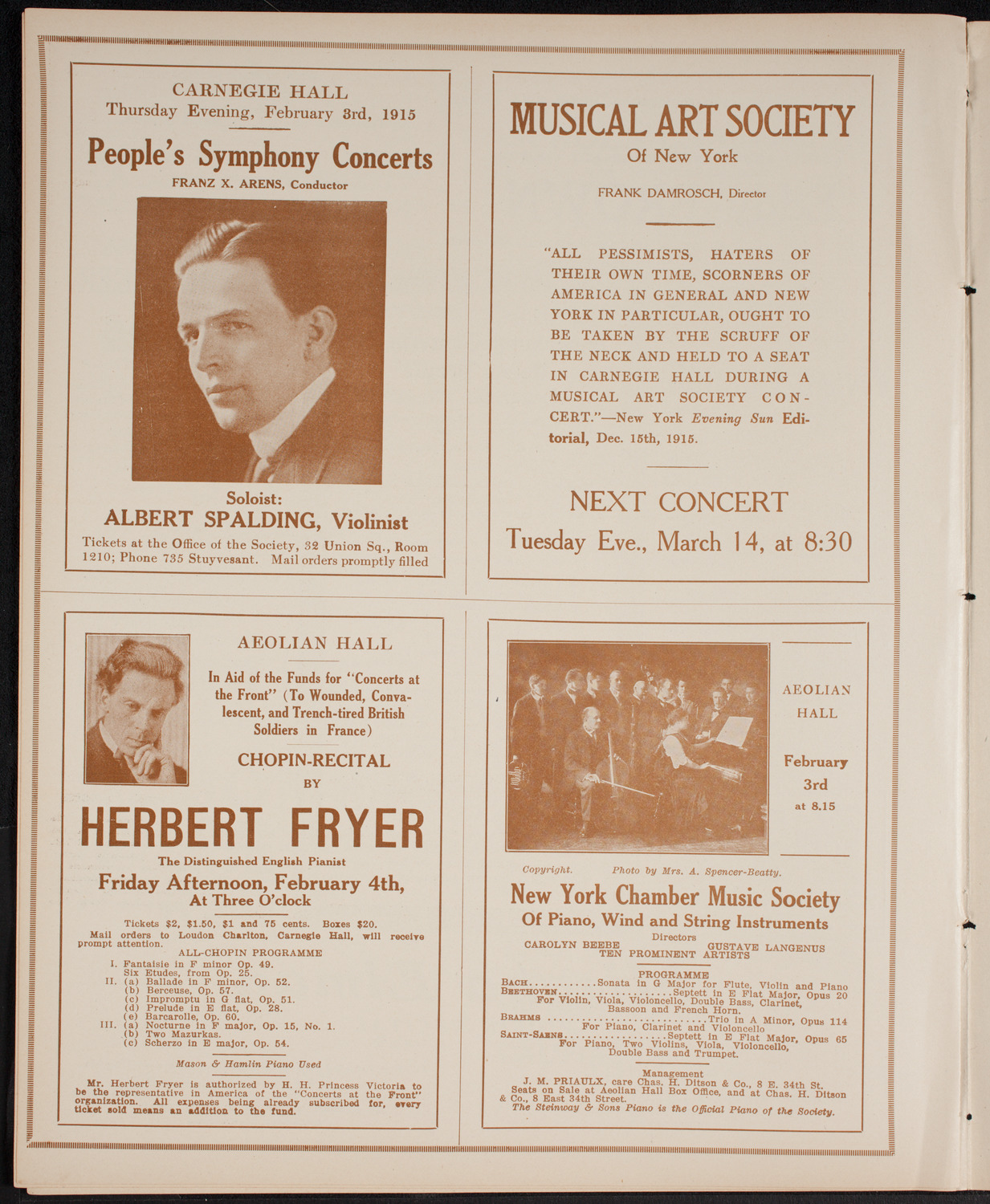 New York Philharmonic, January 27, 1916, program page 10