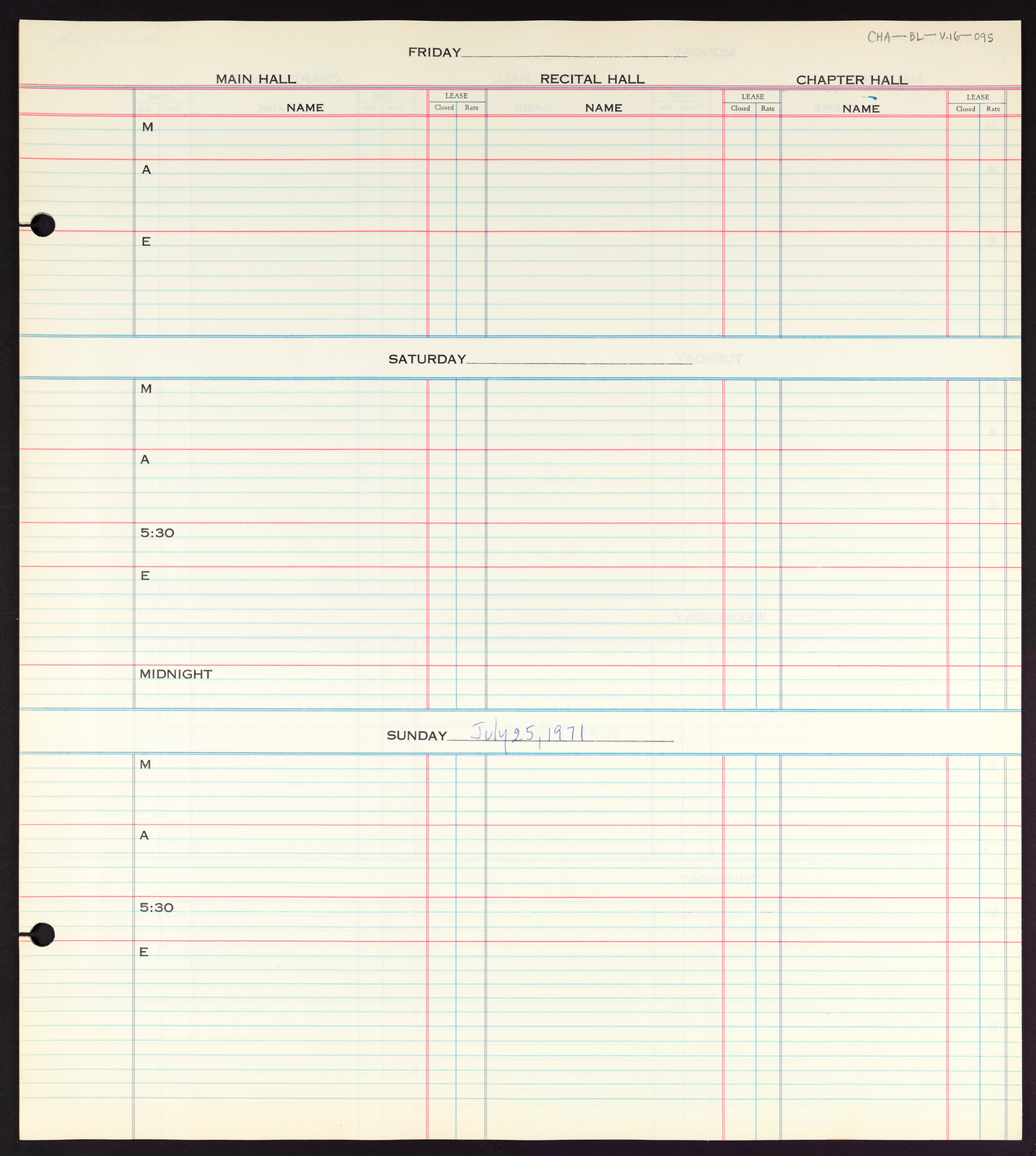 Carnegie Hall Booking Ledger, volume 16, page 95