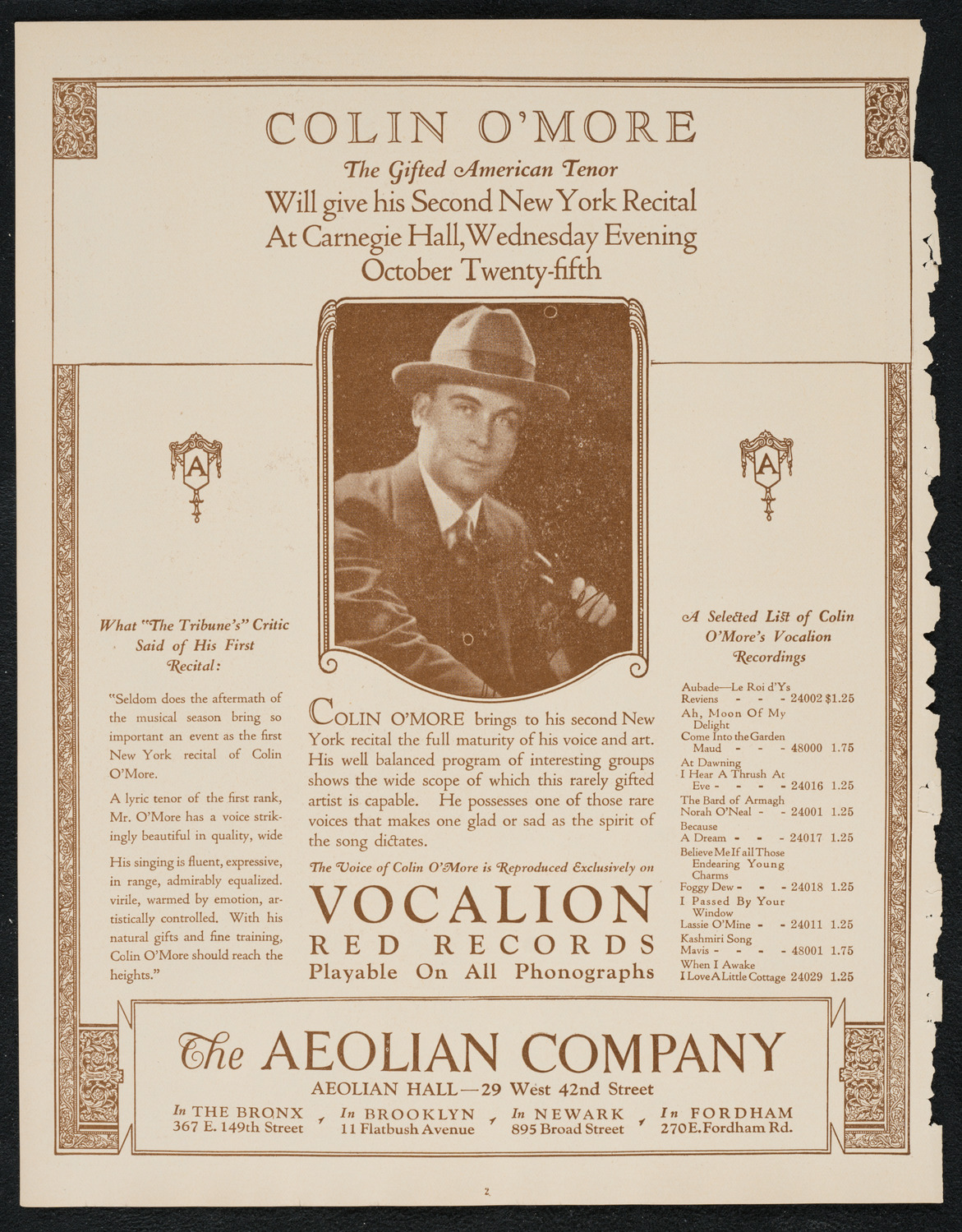 60th Birthday Celebration of Reuben Brainin, October 22, 1922, program page 2