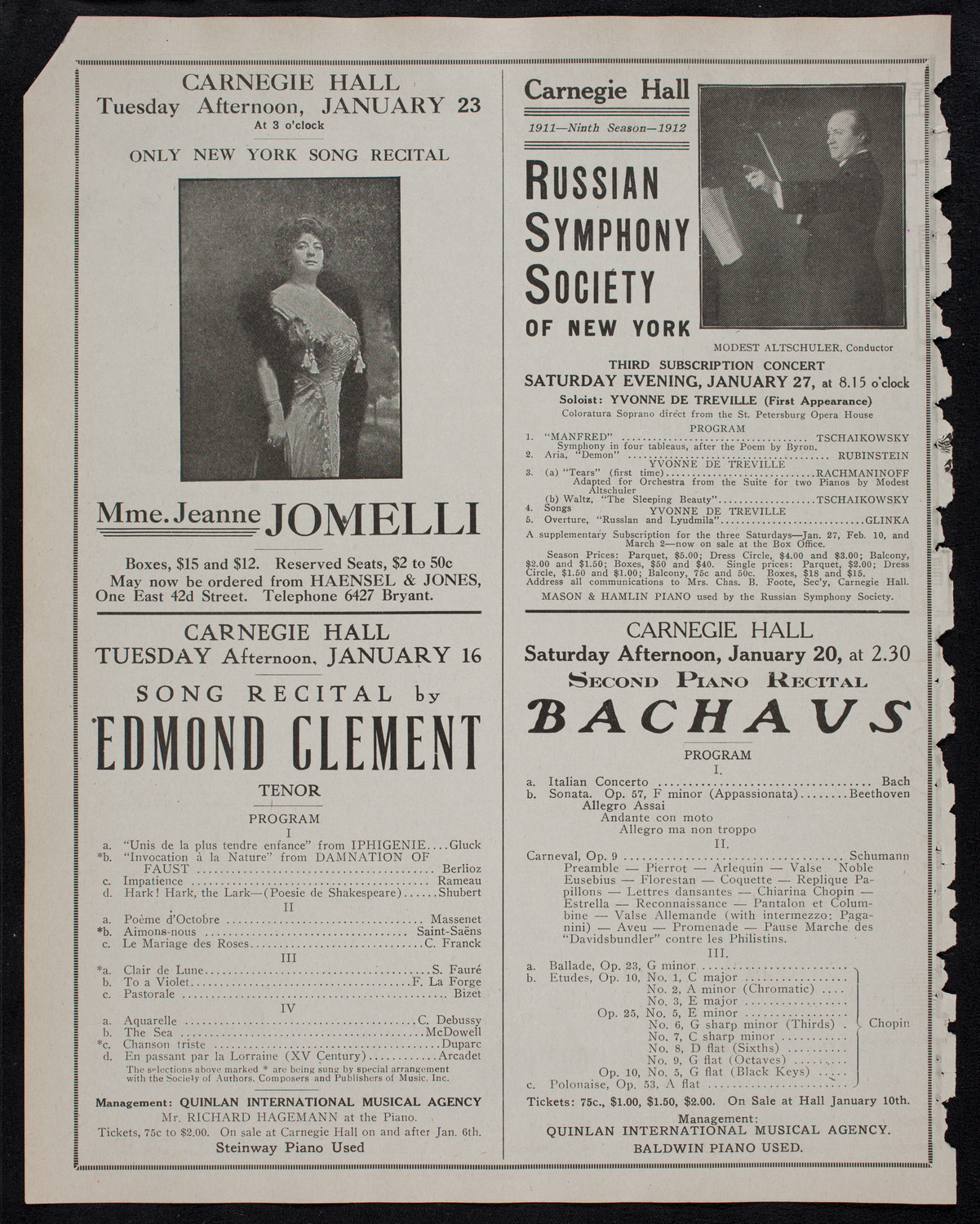 Paulo Gruppe with the Russian Symphony Orchestra, January 12, 1912, program page 10