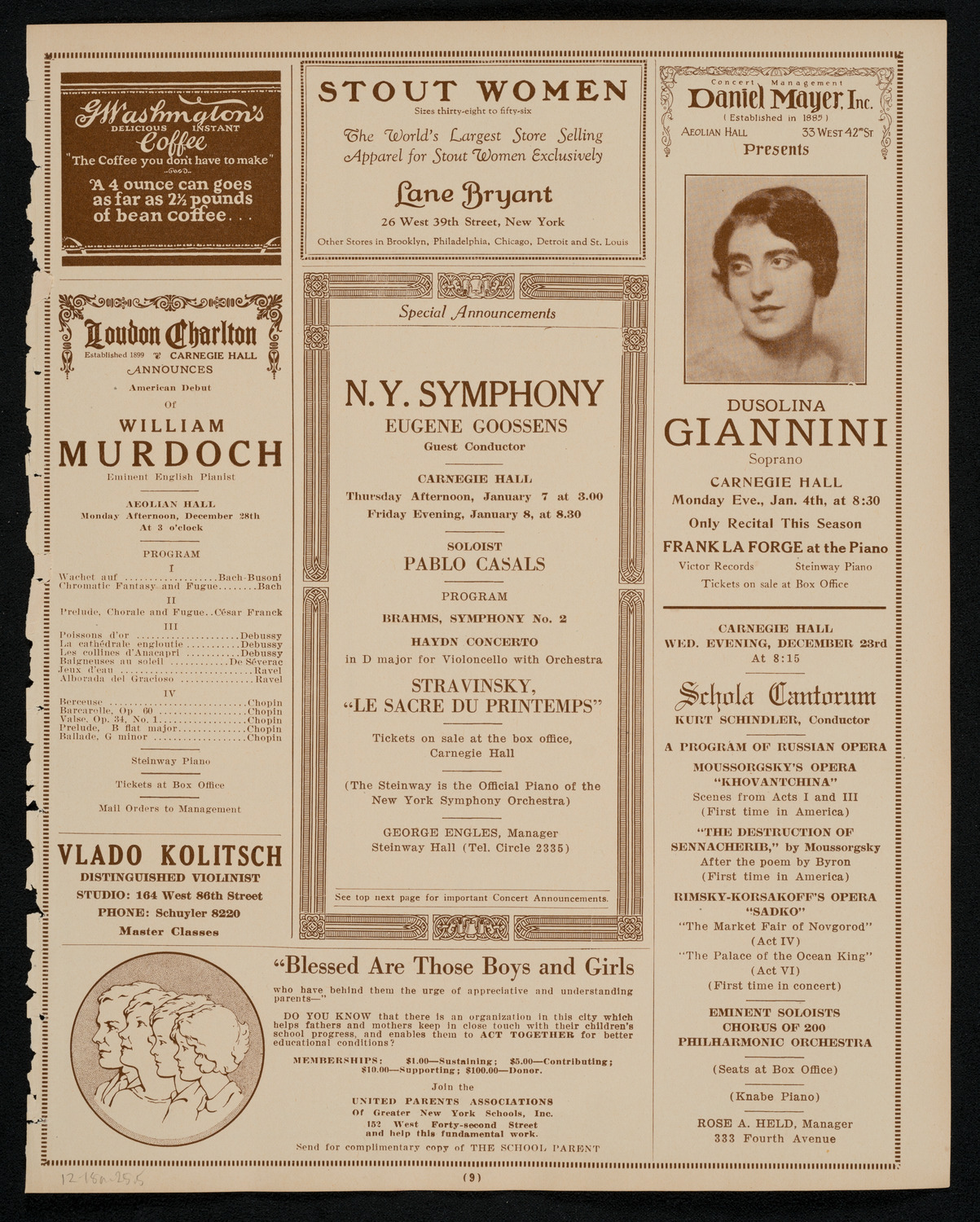 New York Philharmonic, December 18, 1925, program page 9