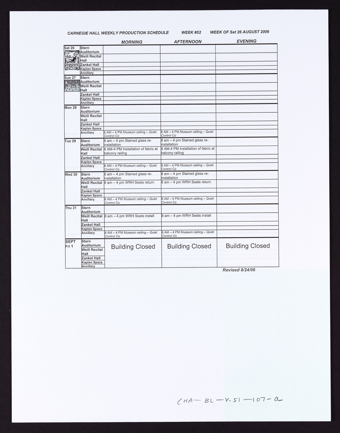 Carnegie Hall Booking Ledger, volume 51, page 107a