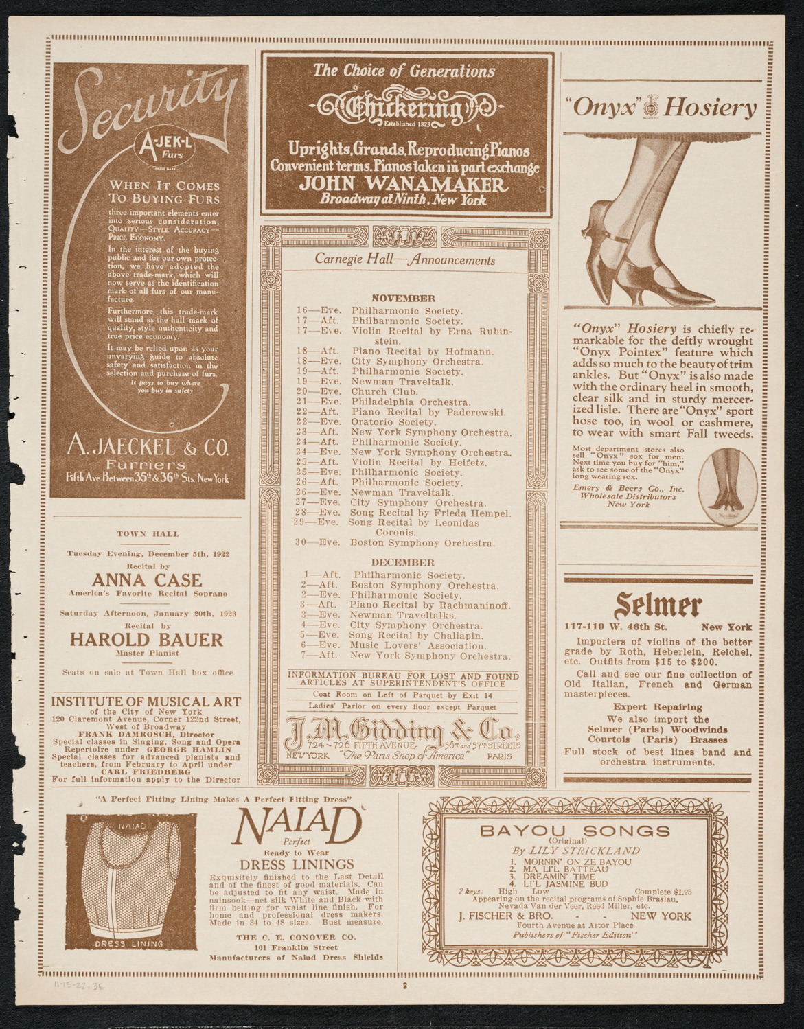 Isadora Duncan, Dancer, with Russian Symphony Orchestra, November 15, 1922, program page 3