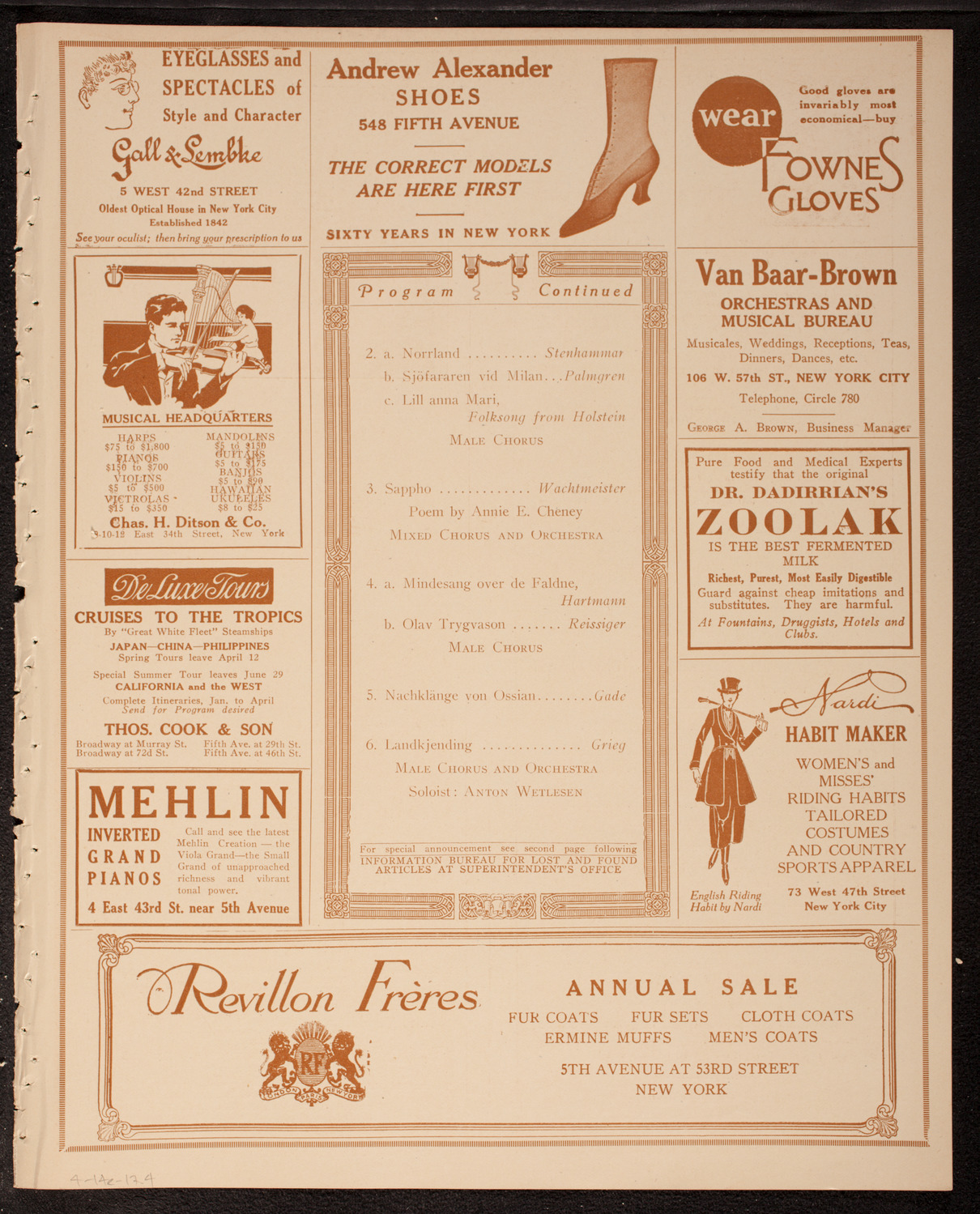 Scandinavian Symphony Society of New York, April 14, 1917, program page 7