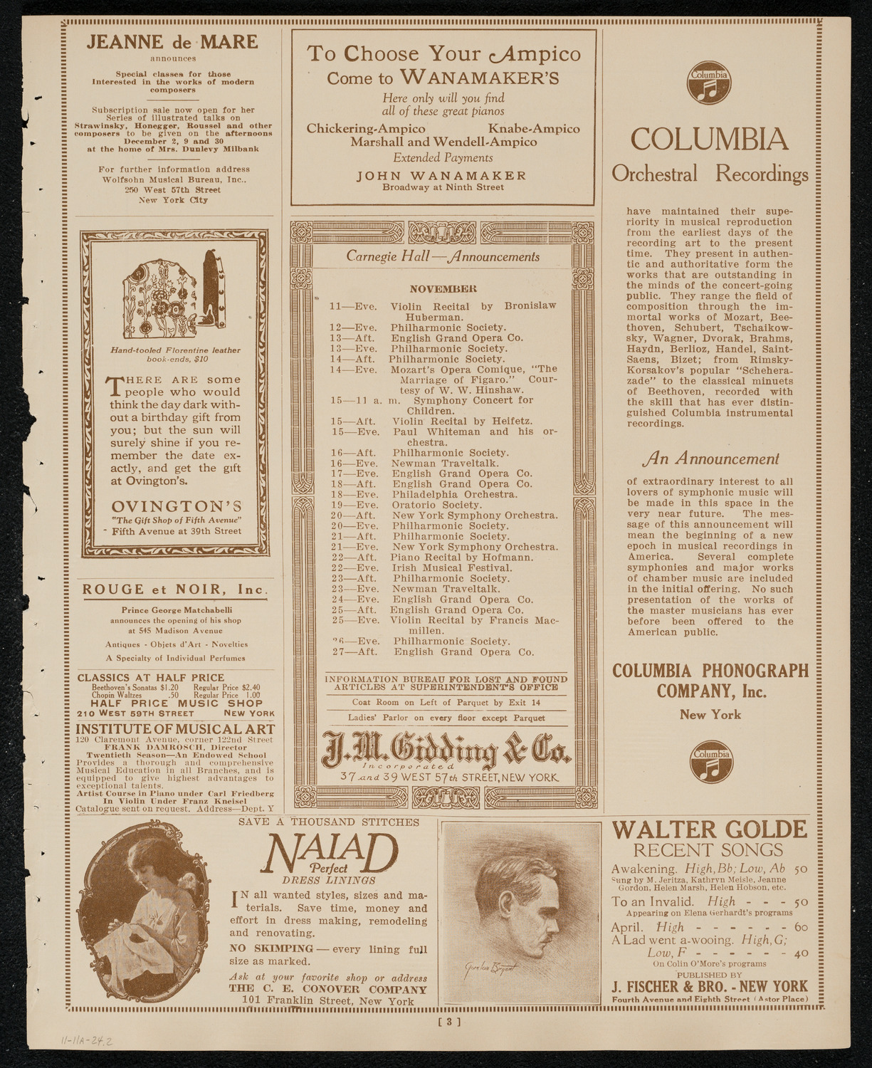 State Symphony Orchestra of New York, November 11, 1924, program page 3