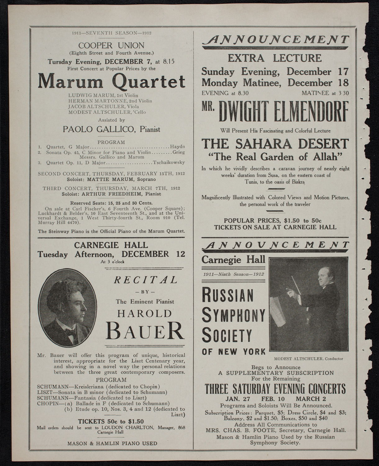 Russian Symphony Society of New York, December 3, 1911, program page 10