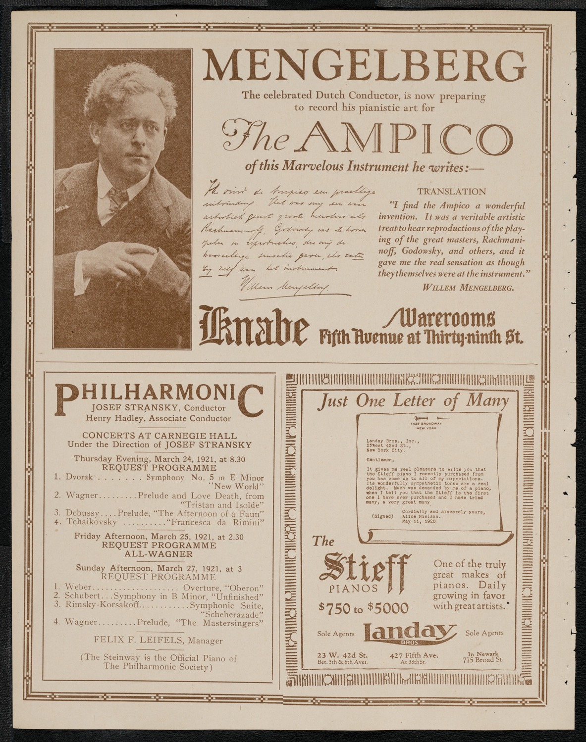 New York Symphony Orchestra, March 18, 1921, program page 12