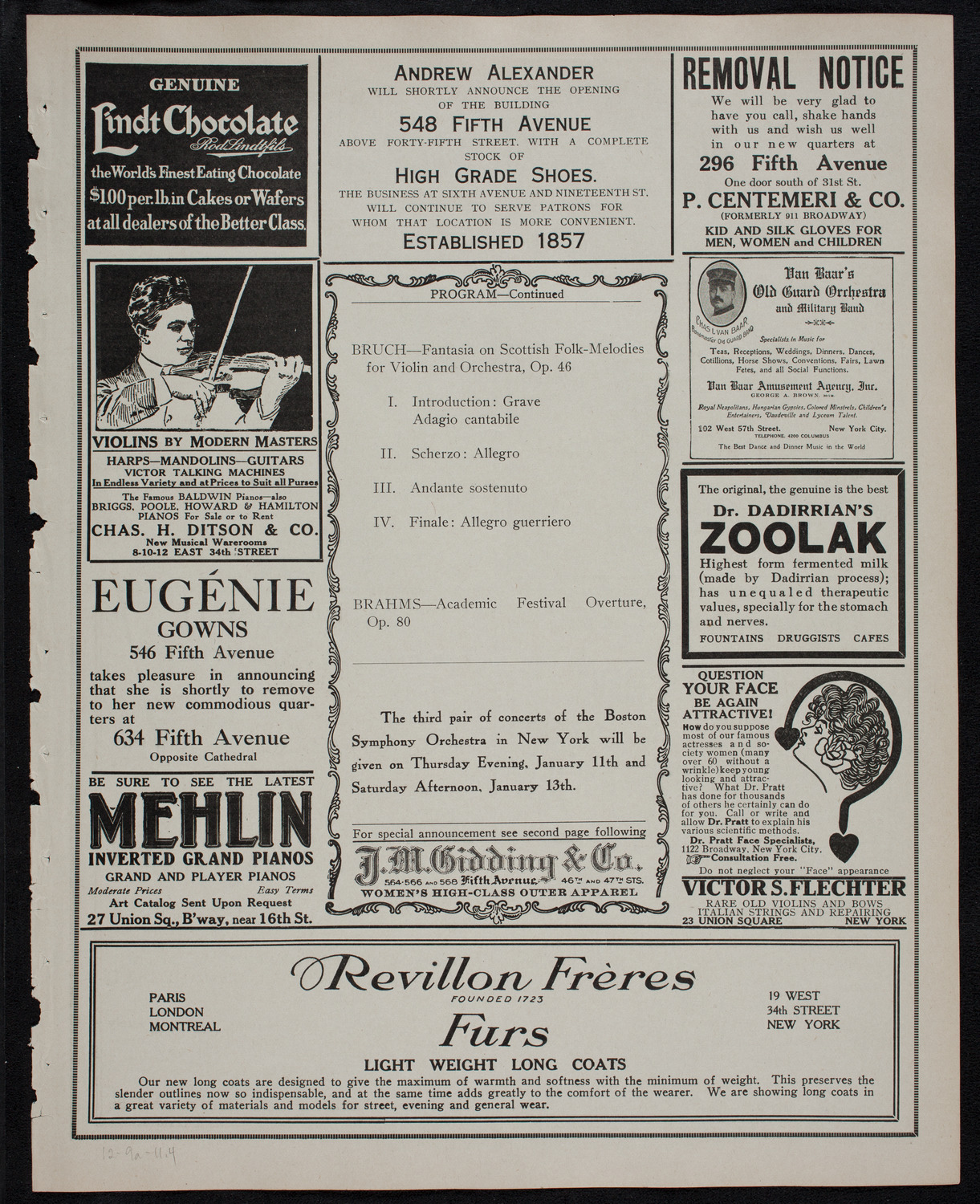 Boston Symphony Orchestra, December 9, 1911, program page 7