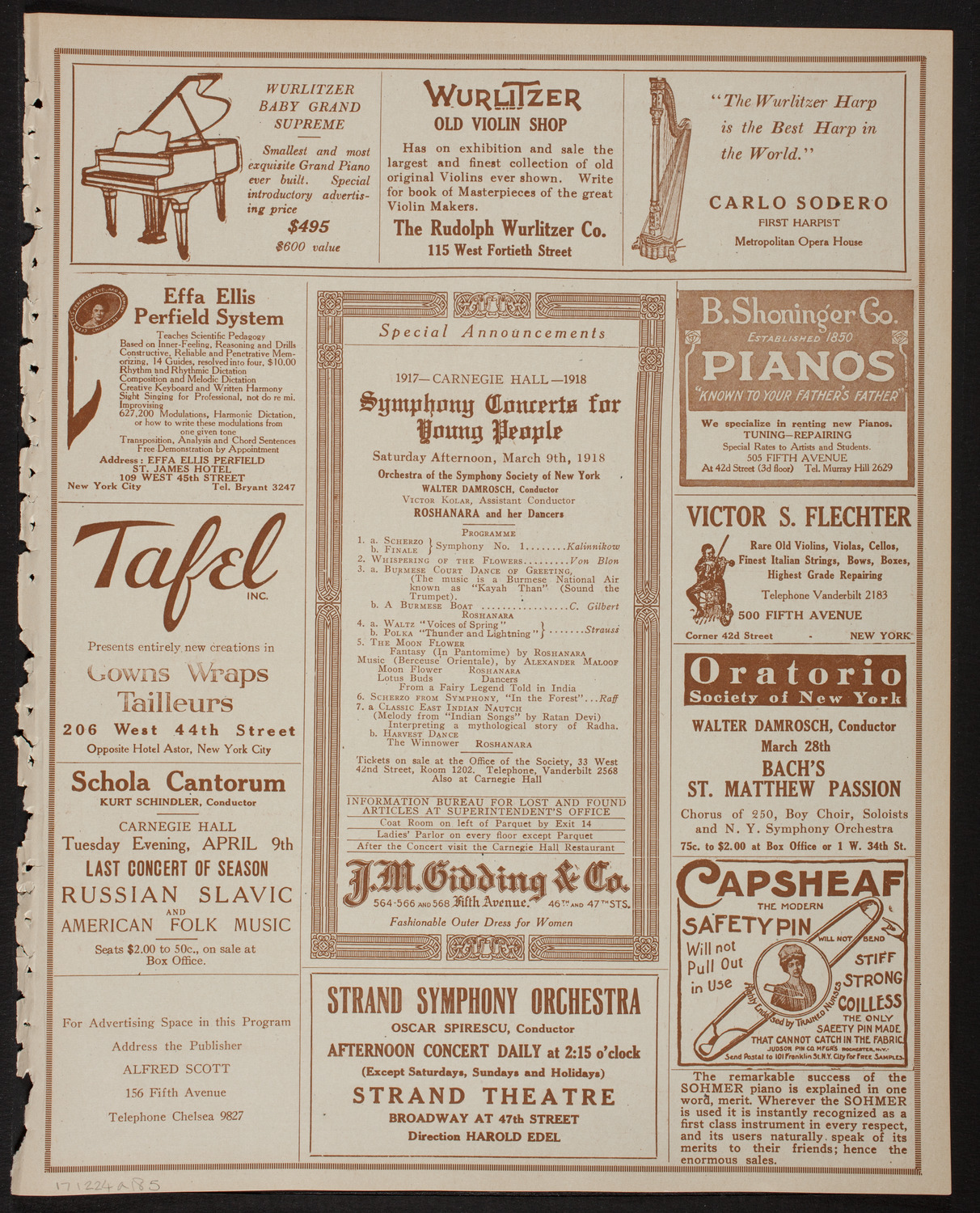 New York Philharmonic, February 24, 1918, program page 9