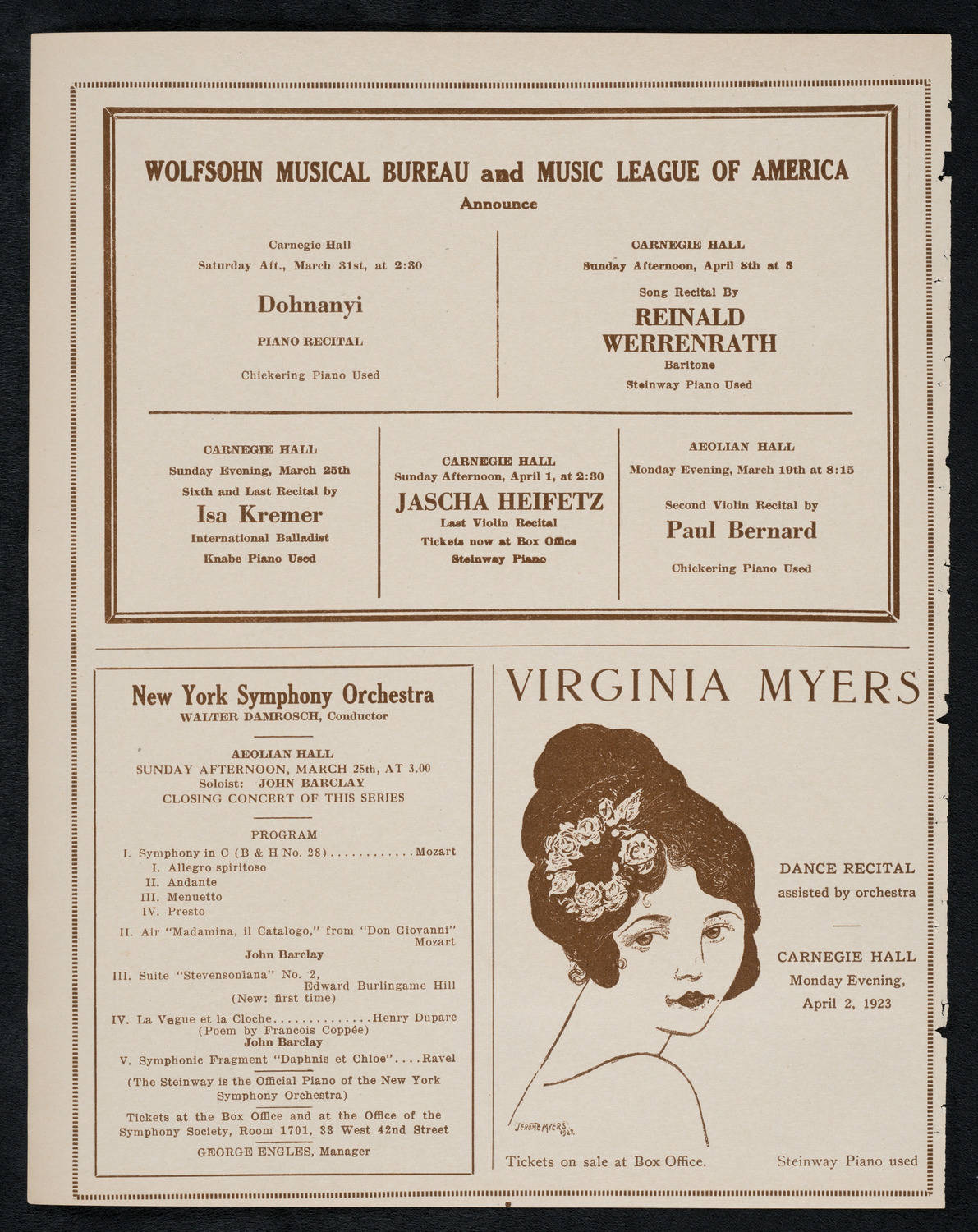 Paul Bender, Baritone, March 20, 1923, program page 8