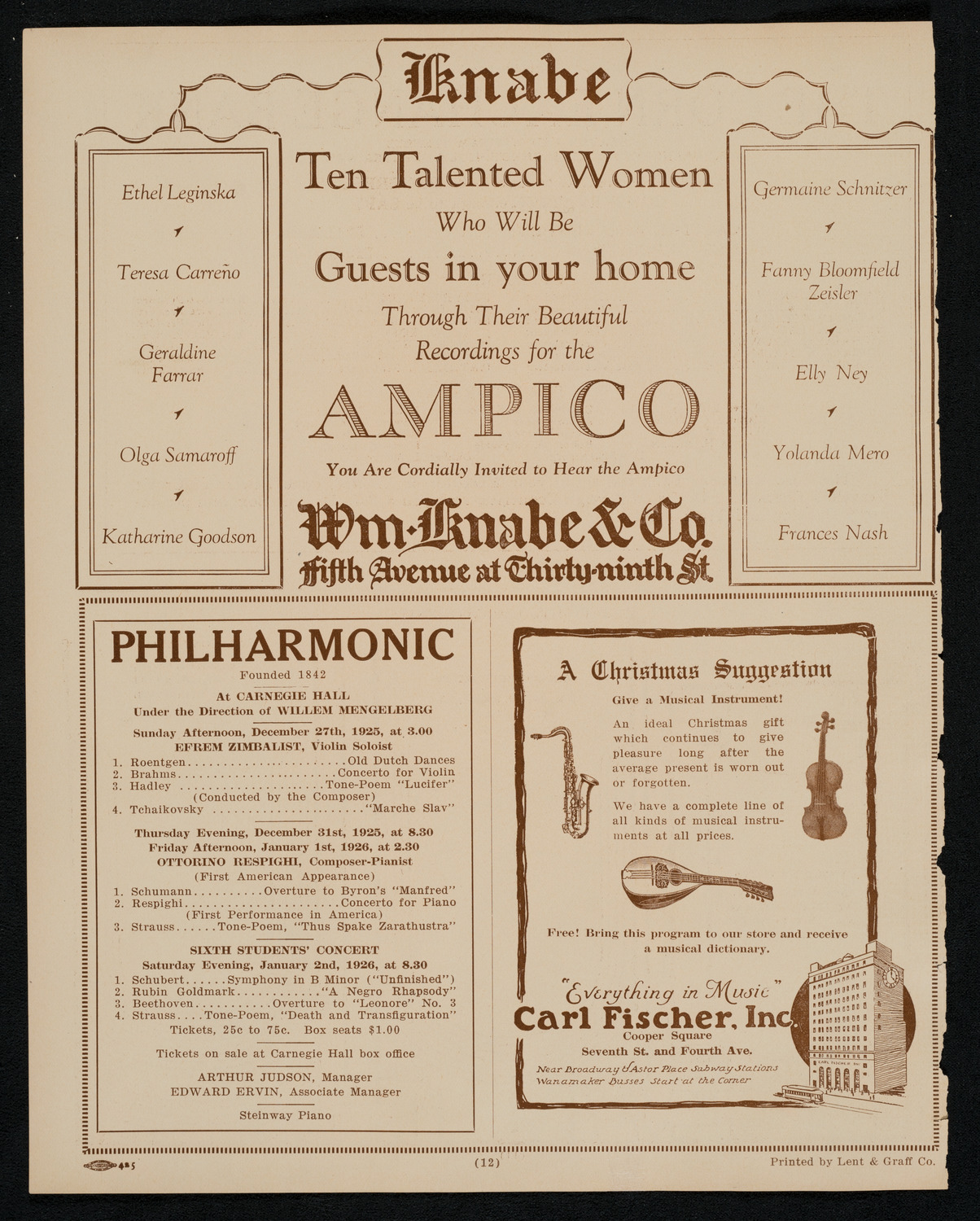 Schola Cantorum of New York, December 23, 1925, program page 12