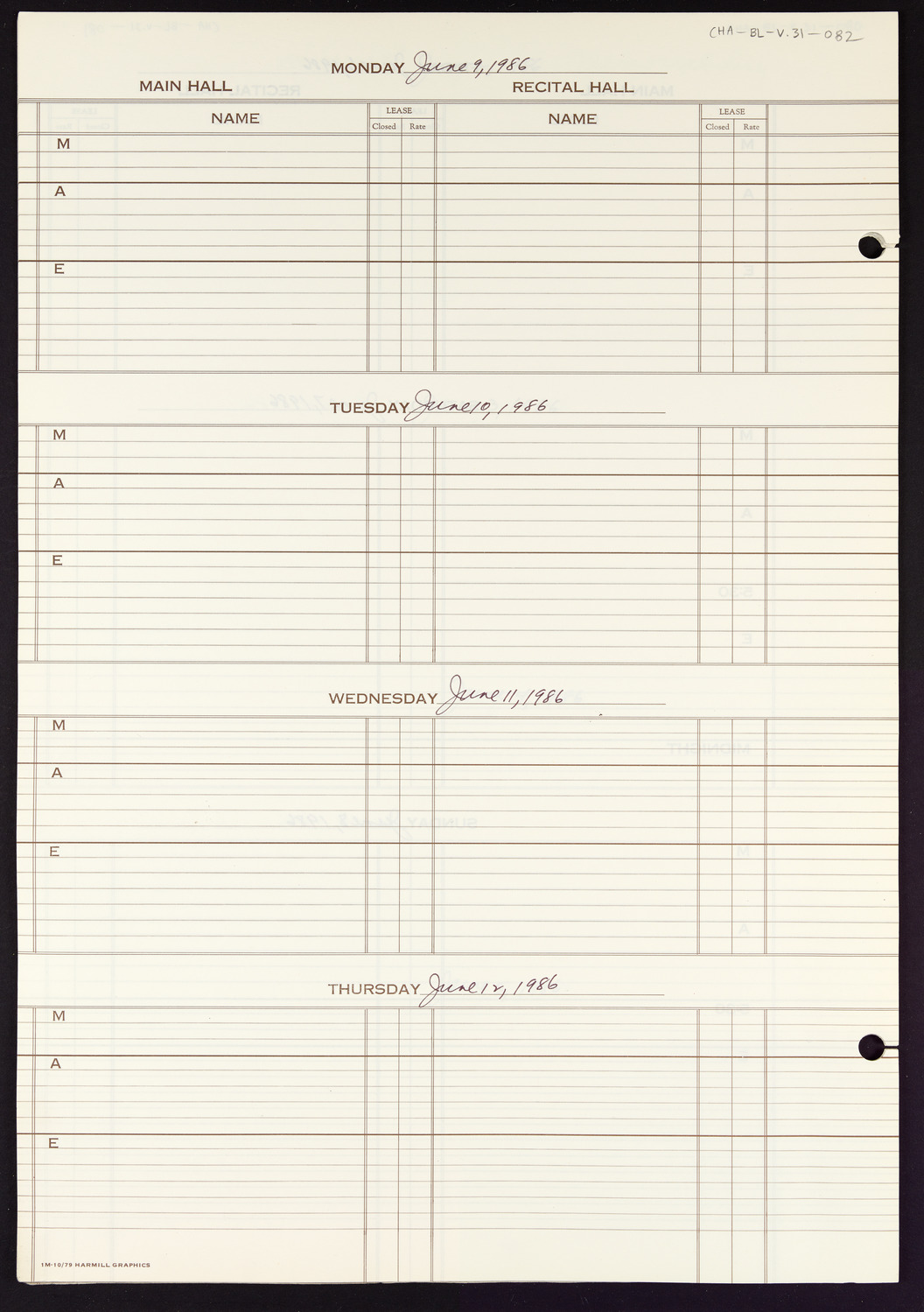 Carnegie Hall Booking Ledger, volume 31, page 82