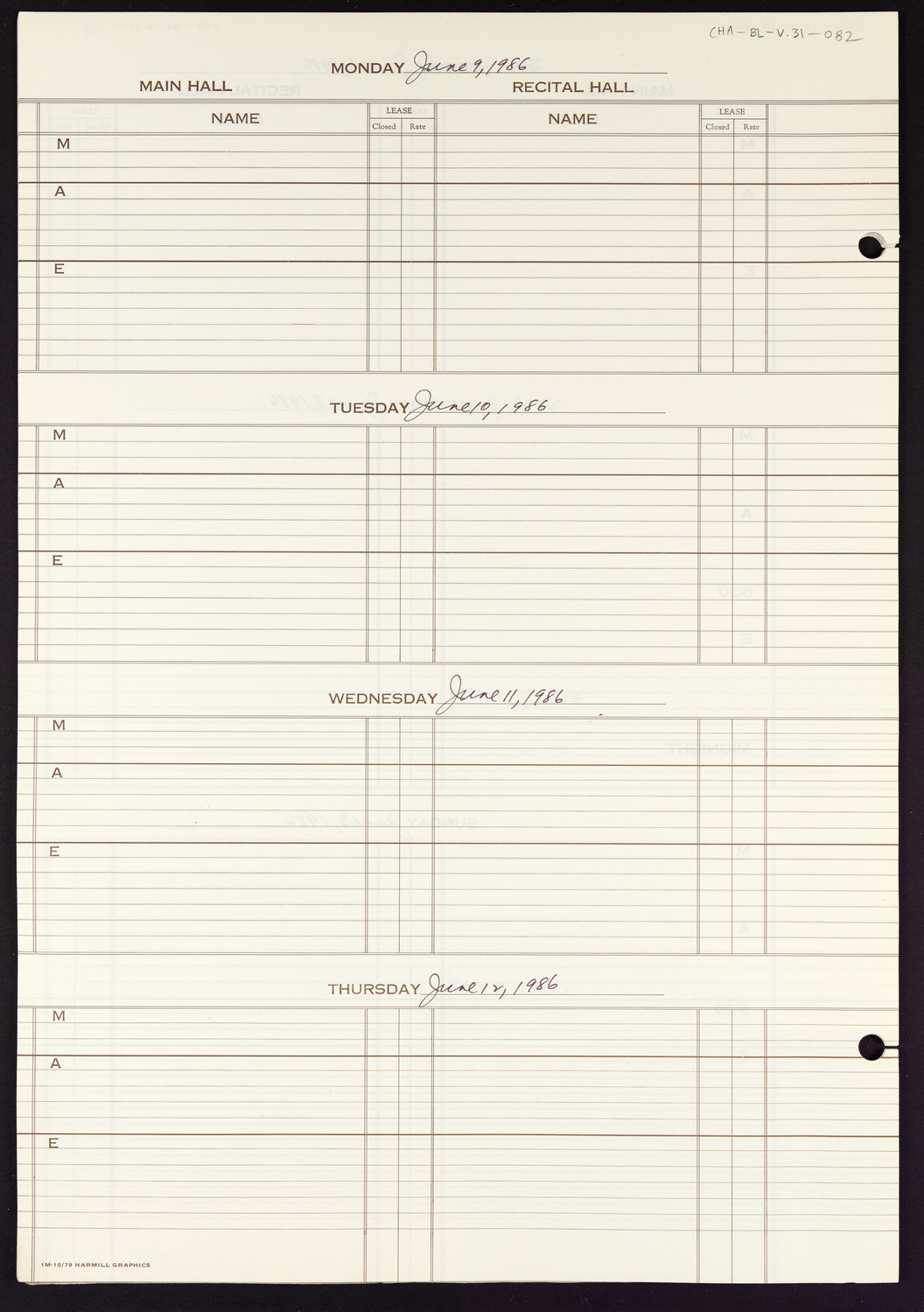 Carnegie Hall Booking Ledger, volume 31, page 82