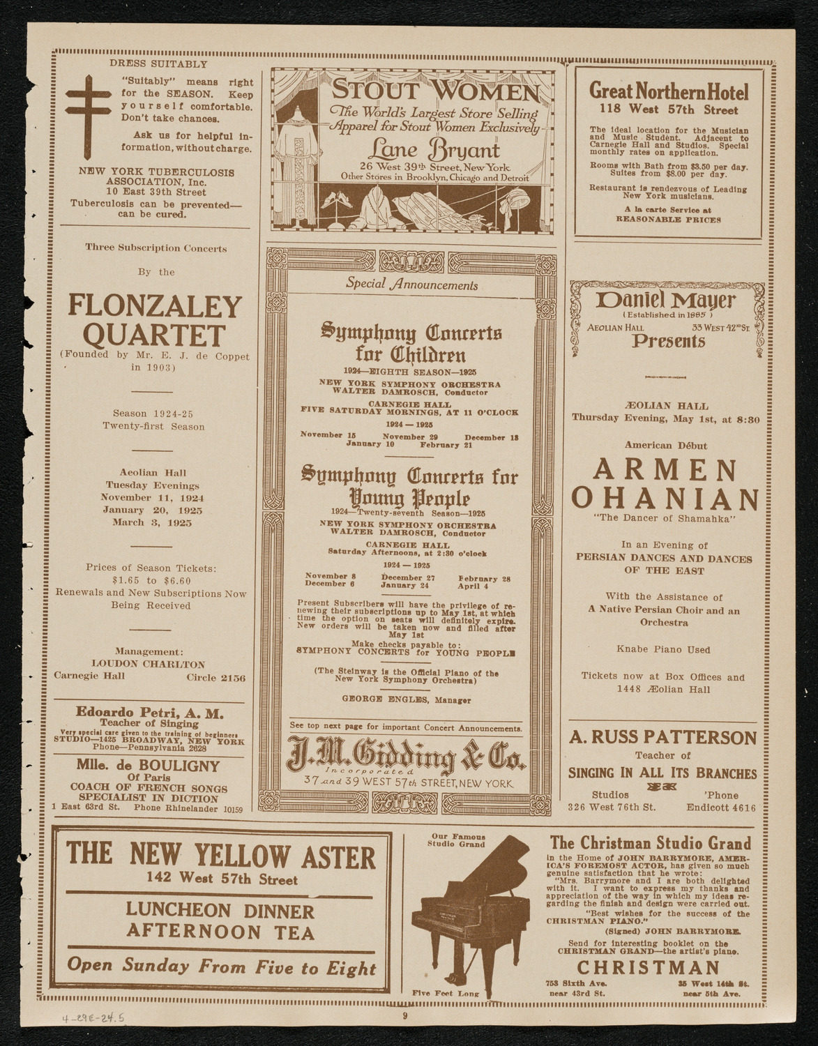 James Stanley, Bass, with Guest Artists, April 29, 1924, program page 9