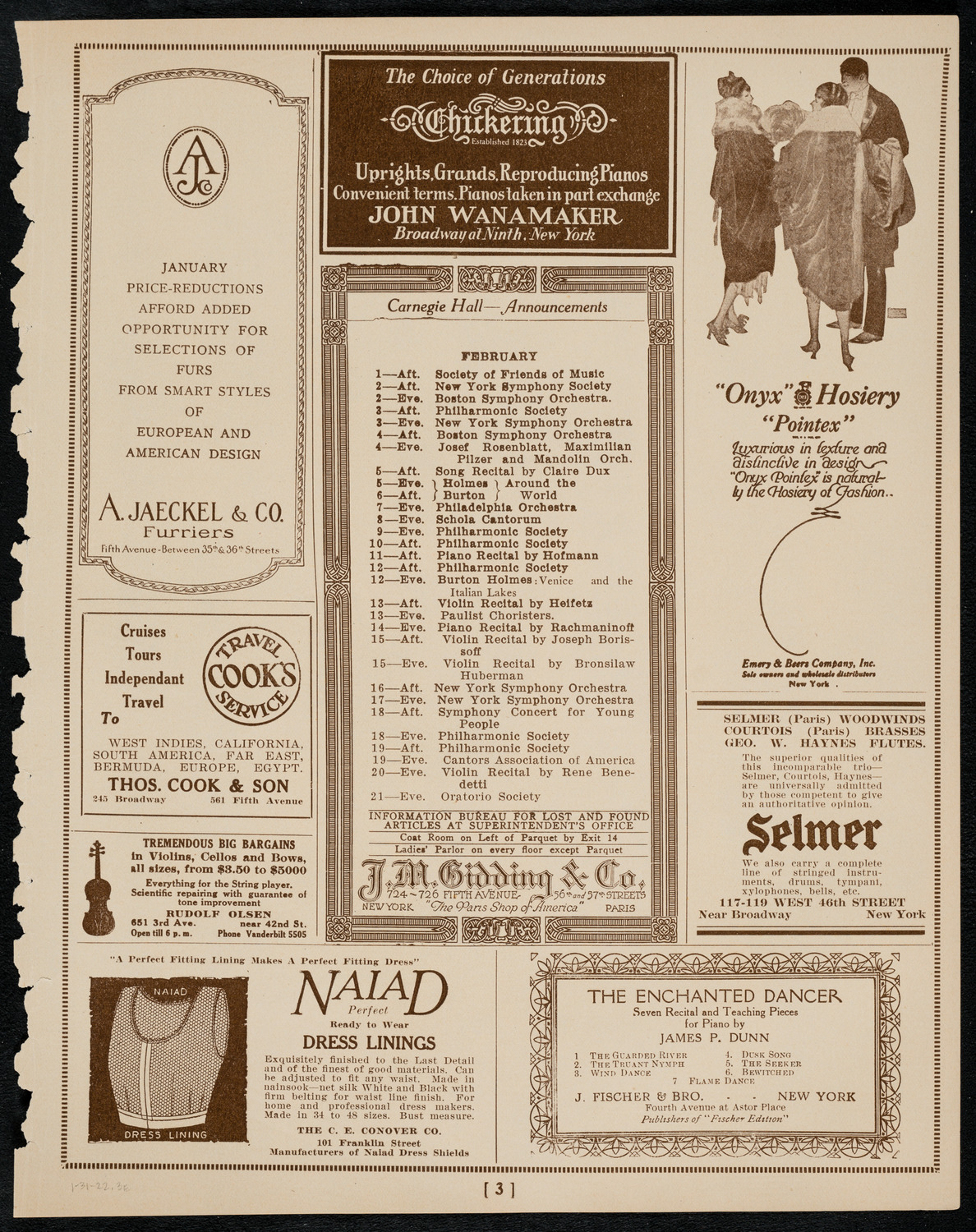 Frances Alda, Soprano, January 31, 1922, program page 3