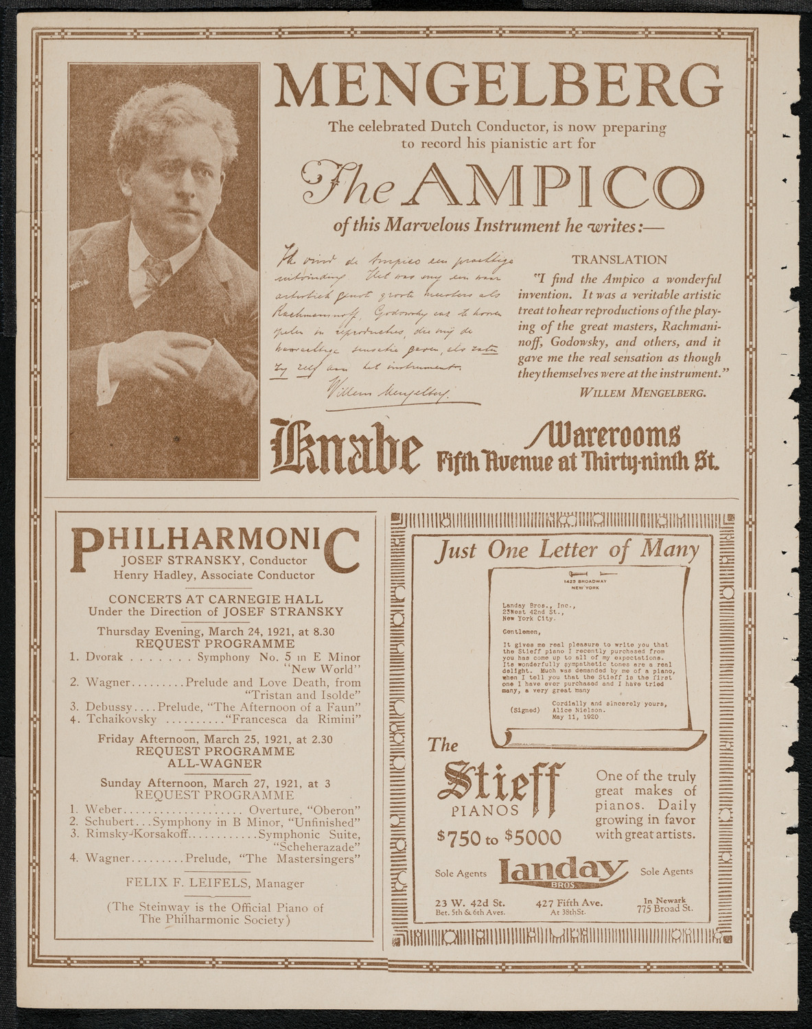 National Symphony Orchestra, March 20, 1921, program page 12