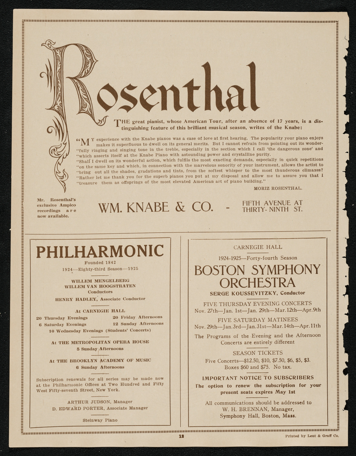 Testimonial Concert in Honor of Don Fuchs, May 21, 1924, program page 12