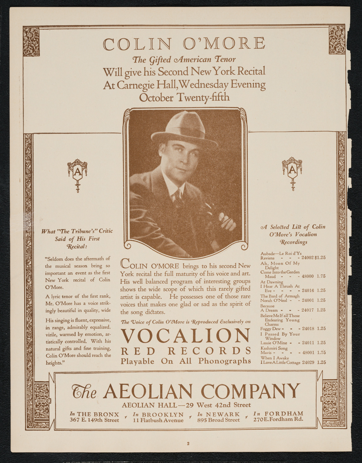 Isadora Duncan, Dancer, with Orchestra, October 11, 1922, program page 2